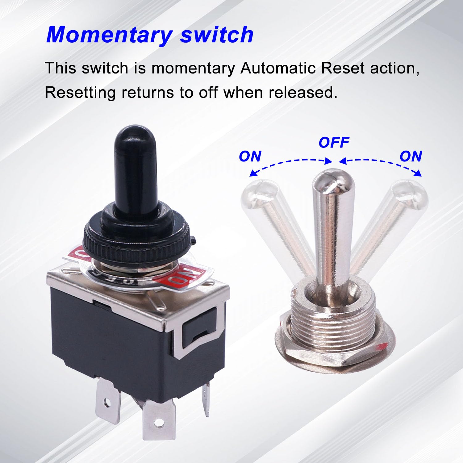 Weideer Momentary Reverse Polarity Switch 12V 30A Motor Control Rv Jack Switch Dpdt 4 Pin (On)-Off-(On) Toggle Switch With Waterproof Cap Wires