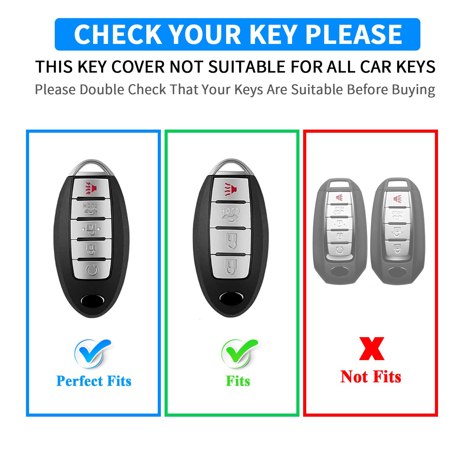 Qbuc For Nissan Key Fob Cover,Soft Tpu 360Car Key Case Protector With Keychain Compatible With Altima Sentra Rogue Pathfinder Mu