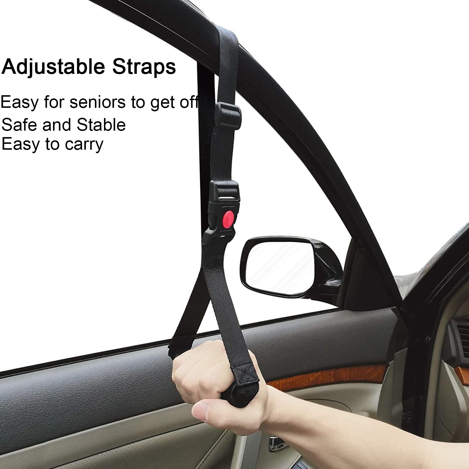 Byojia 5 In 1 Vehicle Support Handles, Elderly Portable Automotive Door Assist Handles Multifunction Car Handle With Led Flashlight Seatbelt Cutter And Window Breaker For Elderly And Handicapped Blue
