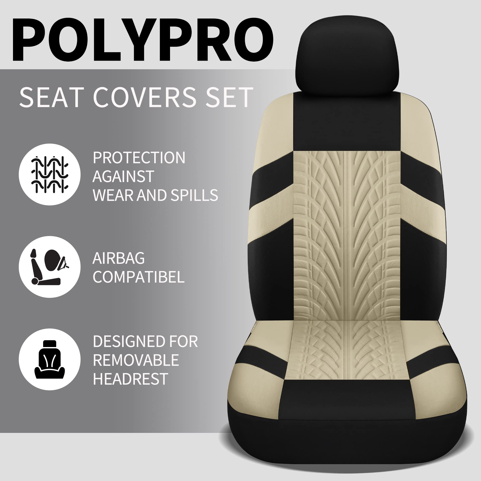 Varcozy Car Seat Covers Full Set, Front Seat Covers & Split Rear Bench Seat Covers For Car, Universal Cloth Seat Covers For Suv,