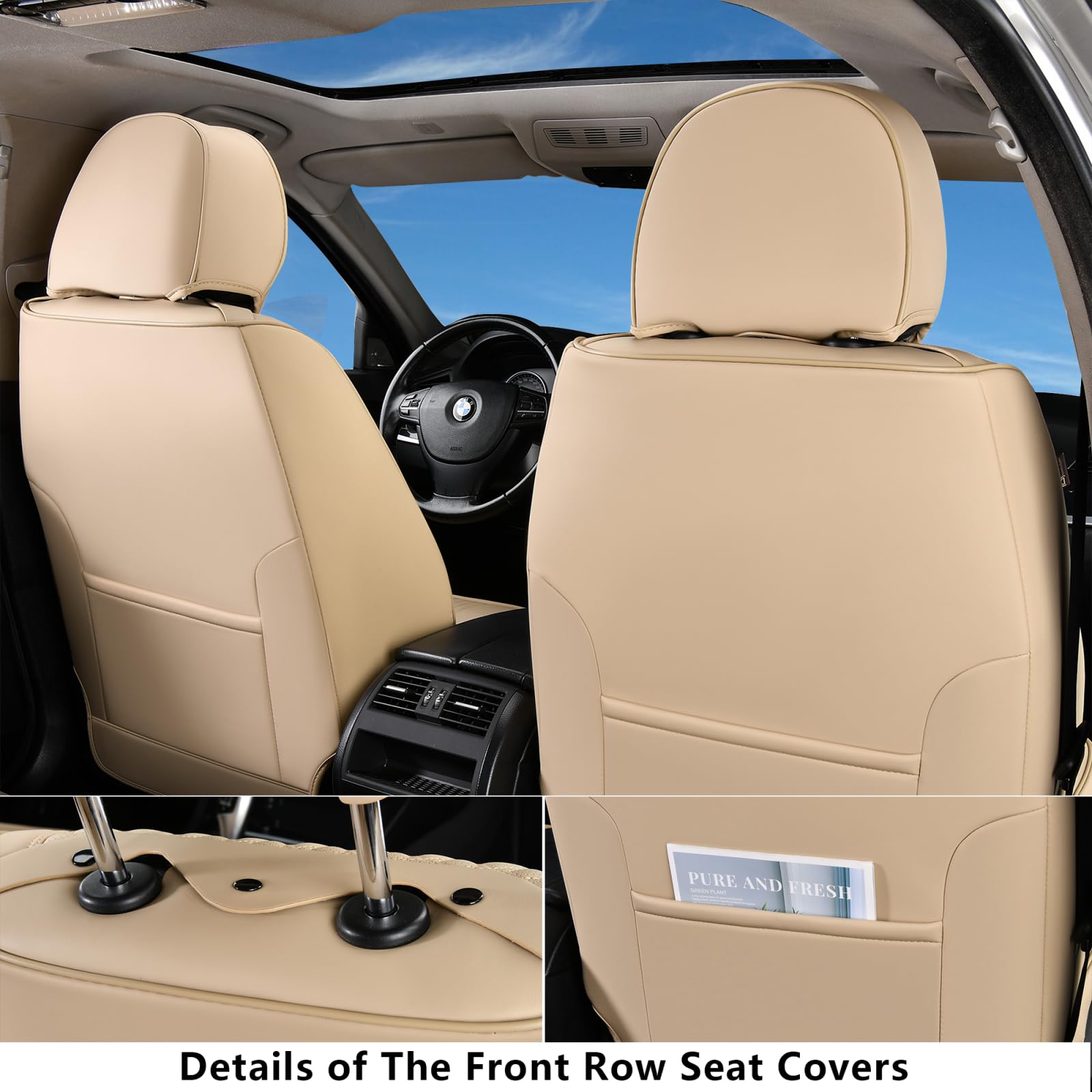 Coverado Seat Covers, Car Seat Covers Front Seats, Beige Car Seat Cover, Waterproof Car Seat Covers, Car Seat Cushion, Front Car