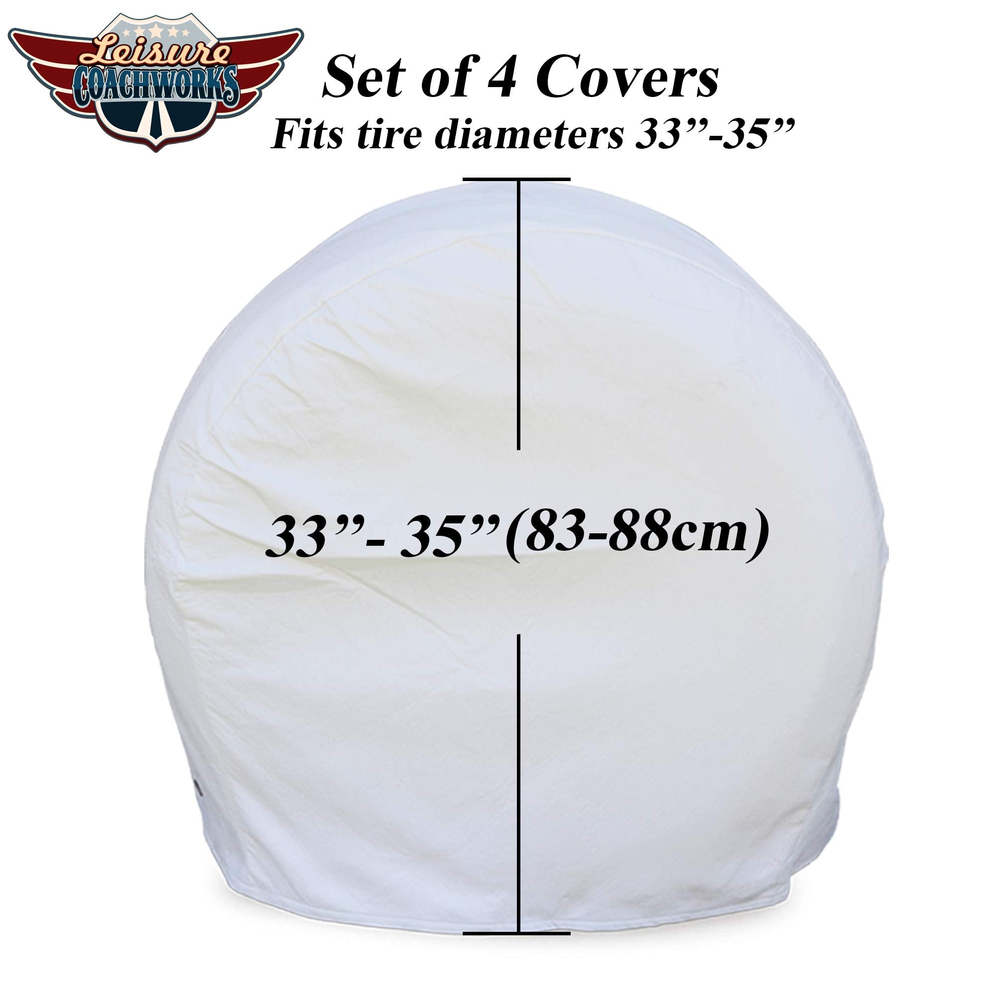 Leisure Coachworks Tire Covers For Rv Wheel Set Of 4 White Motorhome Wheel Covers Waterproof Soft Vinyl Tire Protectors Tire Cov