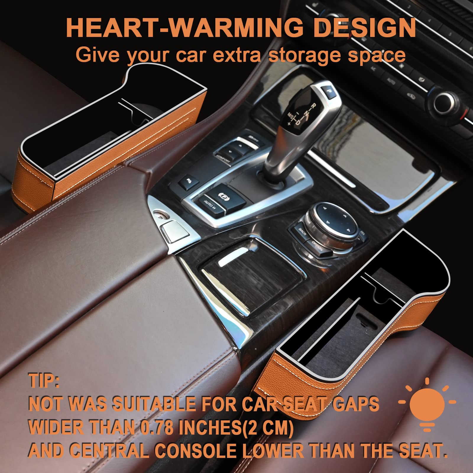 Car Seat Gap Filler Organizer, 2 Pack Multifunctional Car Seat Organizer, Auto Console Side Storage Box With Cup Holders 2 Seat