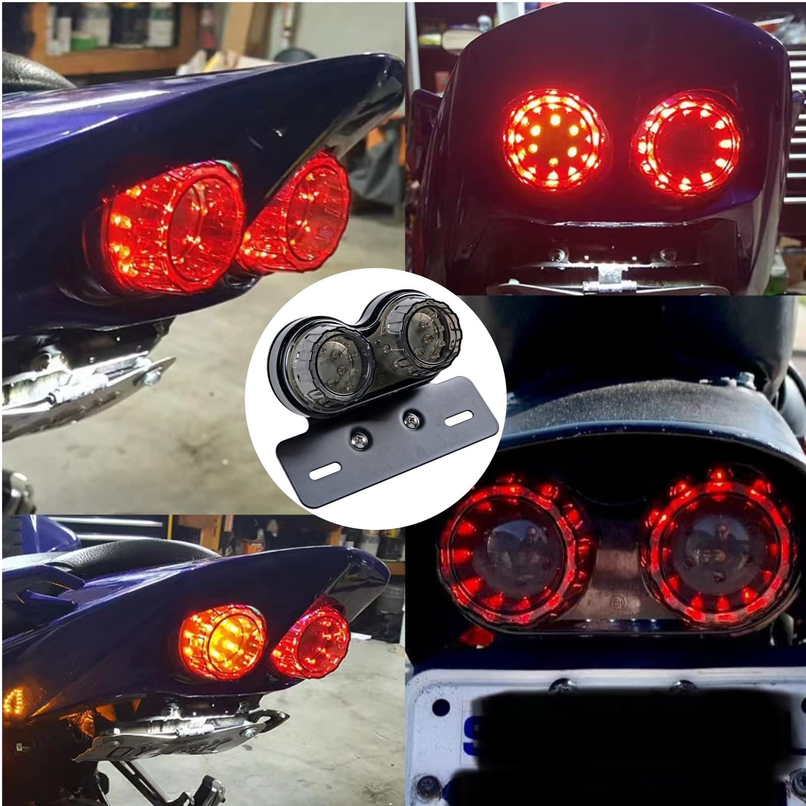 Perfectech 40W 40-Led Motorcycle Tail Light Integrated Driving&Brake Light Turn Signal Lamp With License Plate Bracket For Harle