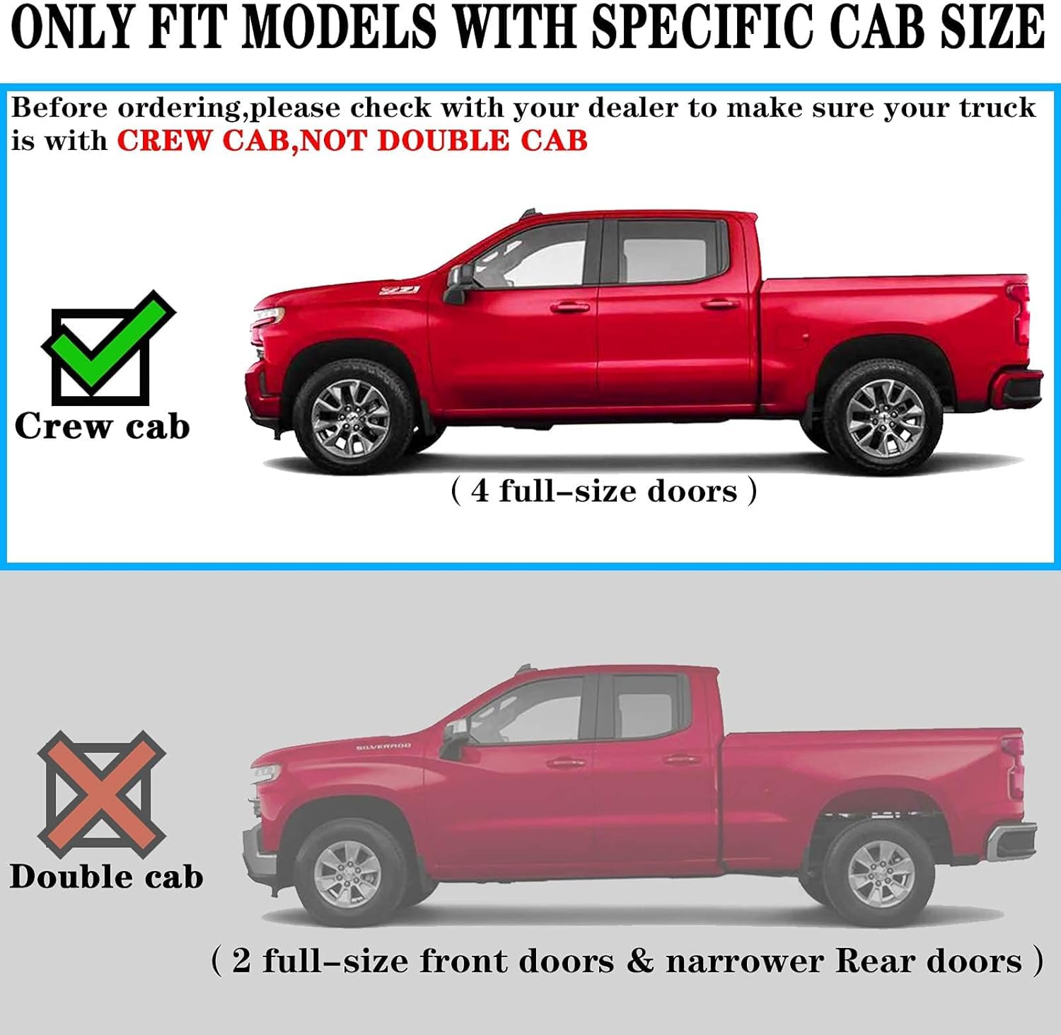 COMNOVA 6-Inch Stainless Steel Running Boards for 2019-2025 Chevy Silverado 1500 & 2020-2025 Sierra Crew Cab Model 15835S6-SS