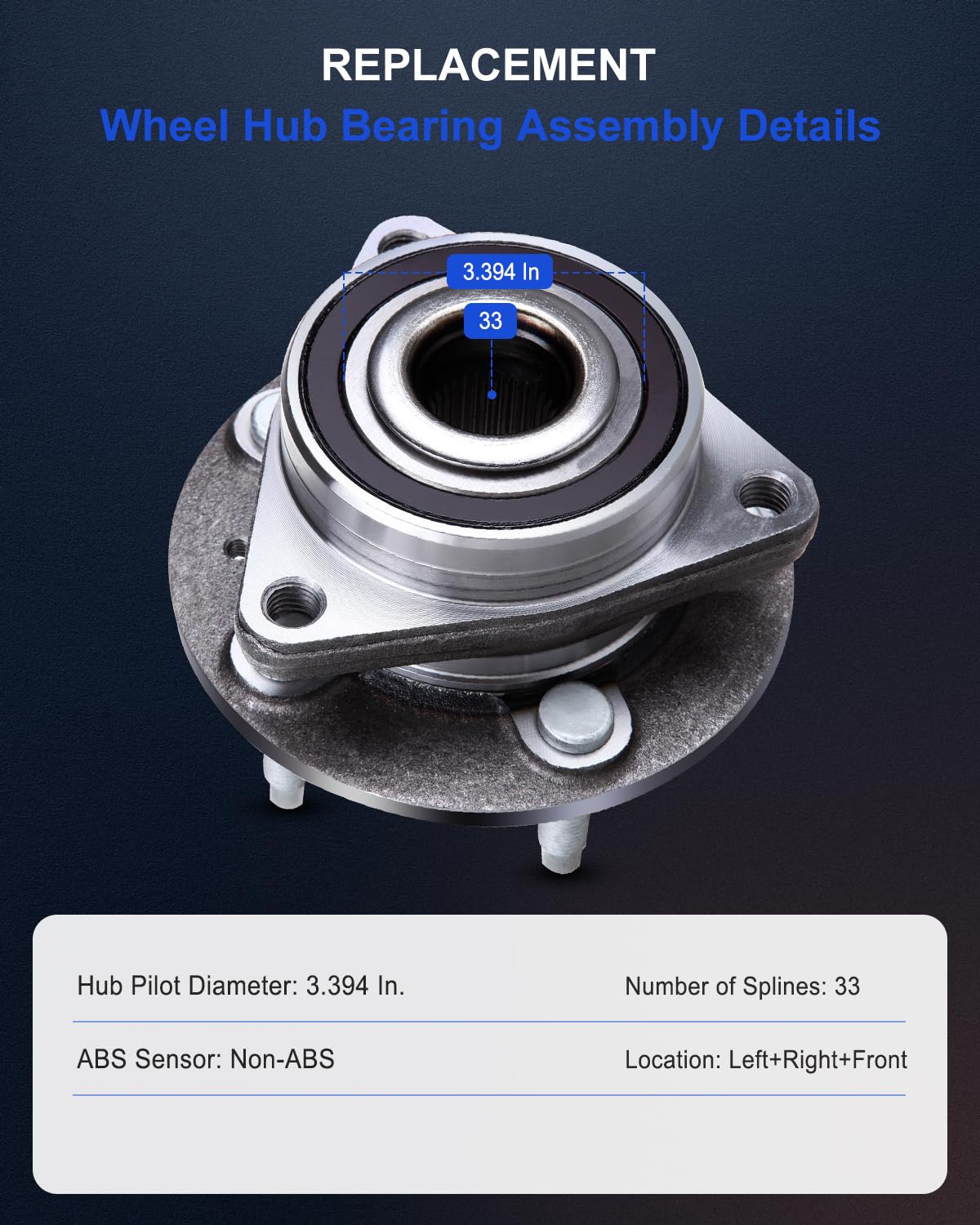 ECCPP Replacement for Wheel Bearing Hub 513315 Hub Bearing Assembly Hub Assemblies Front Axle 5 Lugs for Chevrolet Cruze ECO, Ch