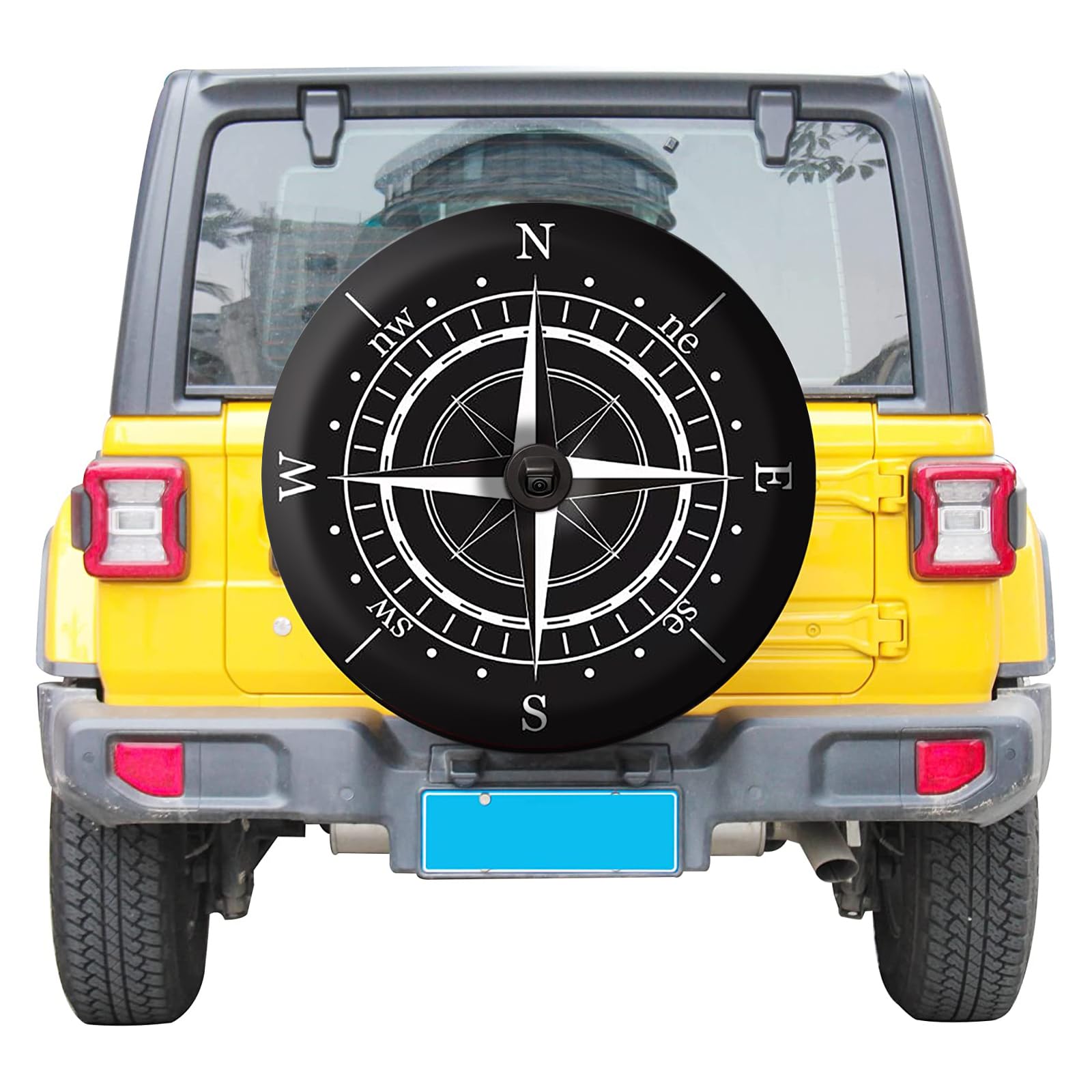 Compass Rose Spare Tire Cover with Backup Camera Hole Leather Wheel Covers for Wrangler JL