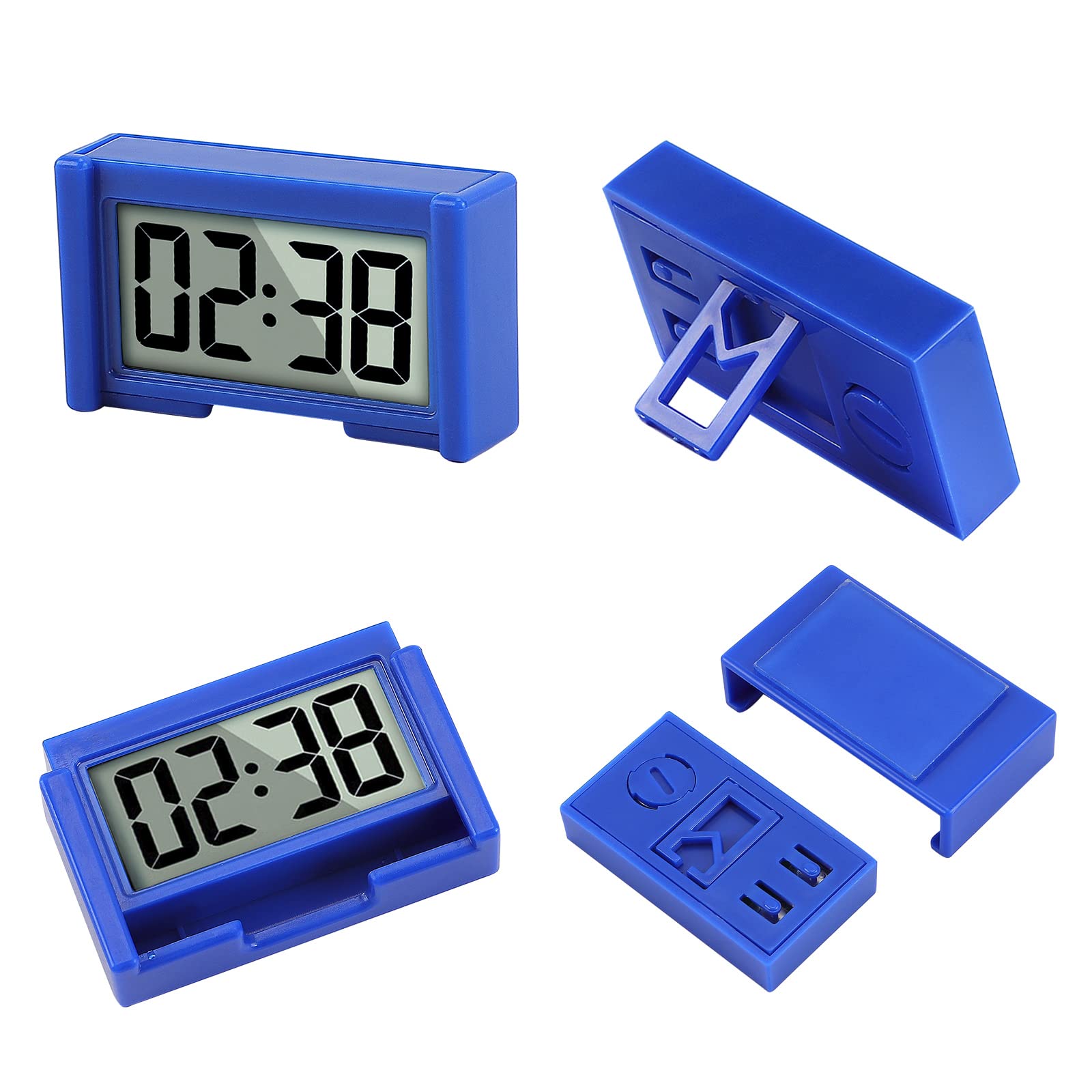 Youngfly 6Pcs Small Digital Clock, Vehicle Adhesive Clock With Jumbo Lcd Time & Day Display, Mini Car Dashboard Clock Battery Op