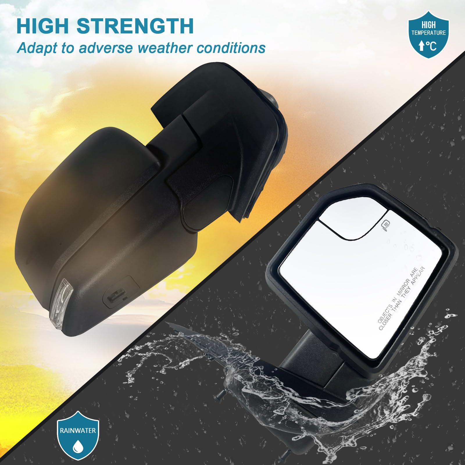 Lqito Right Passenger side Mirror with Power Glass, Outdoor Temperature Sensor,Turn Signal and Manual Folding Fits 2015-2020 For