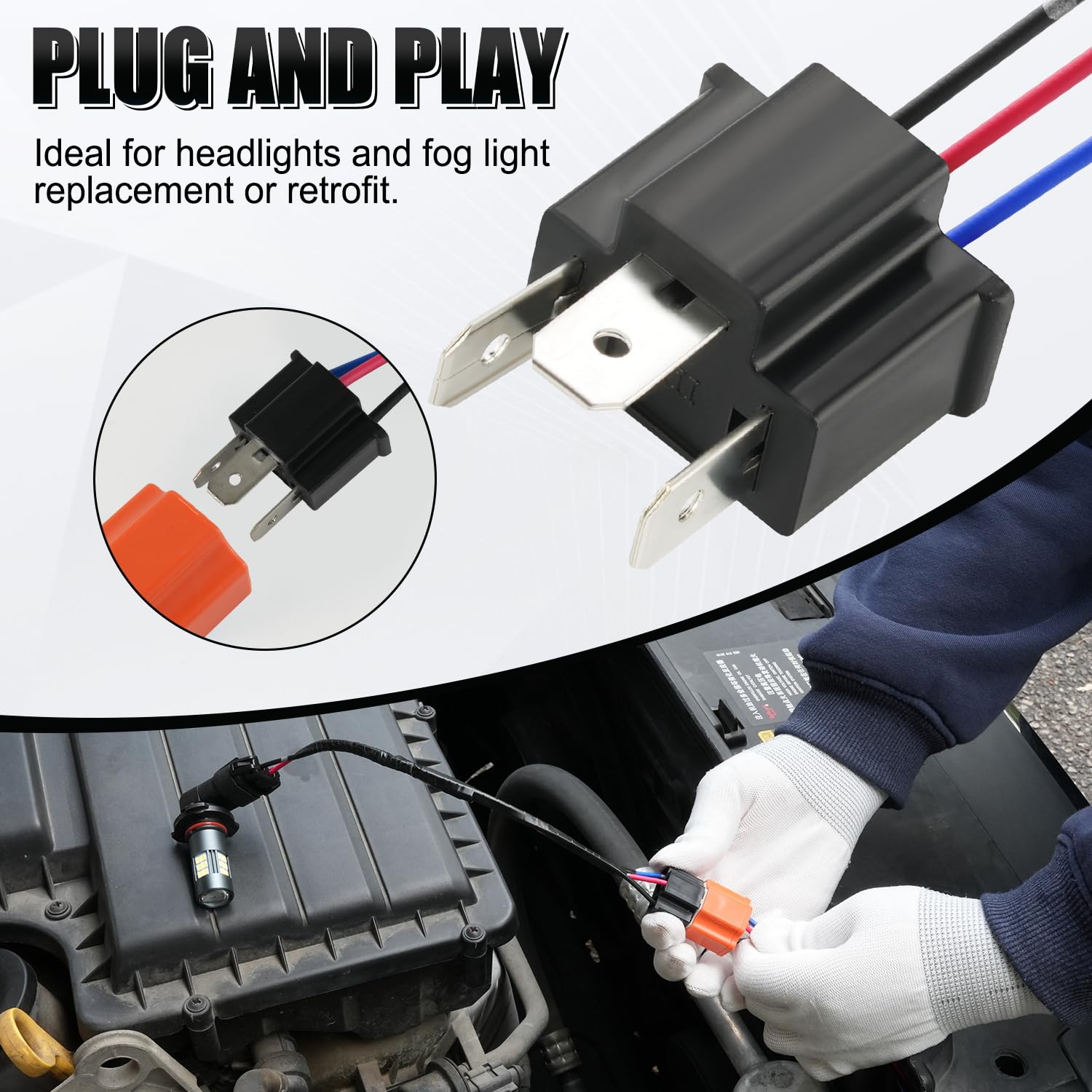 Ibrightstar H4 9003 Hb2 Male Nylon Adapter Wiring Harness Sockets Wire For Headlights Or Fog Lights