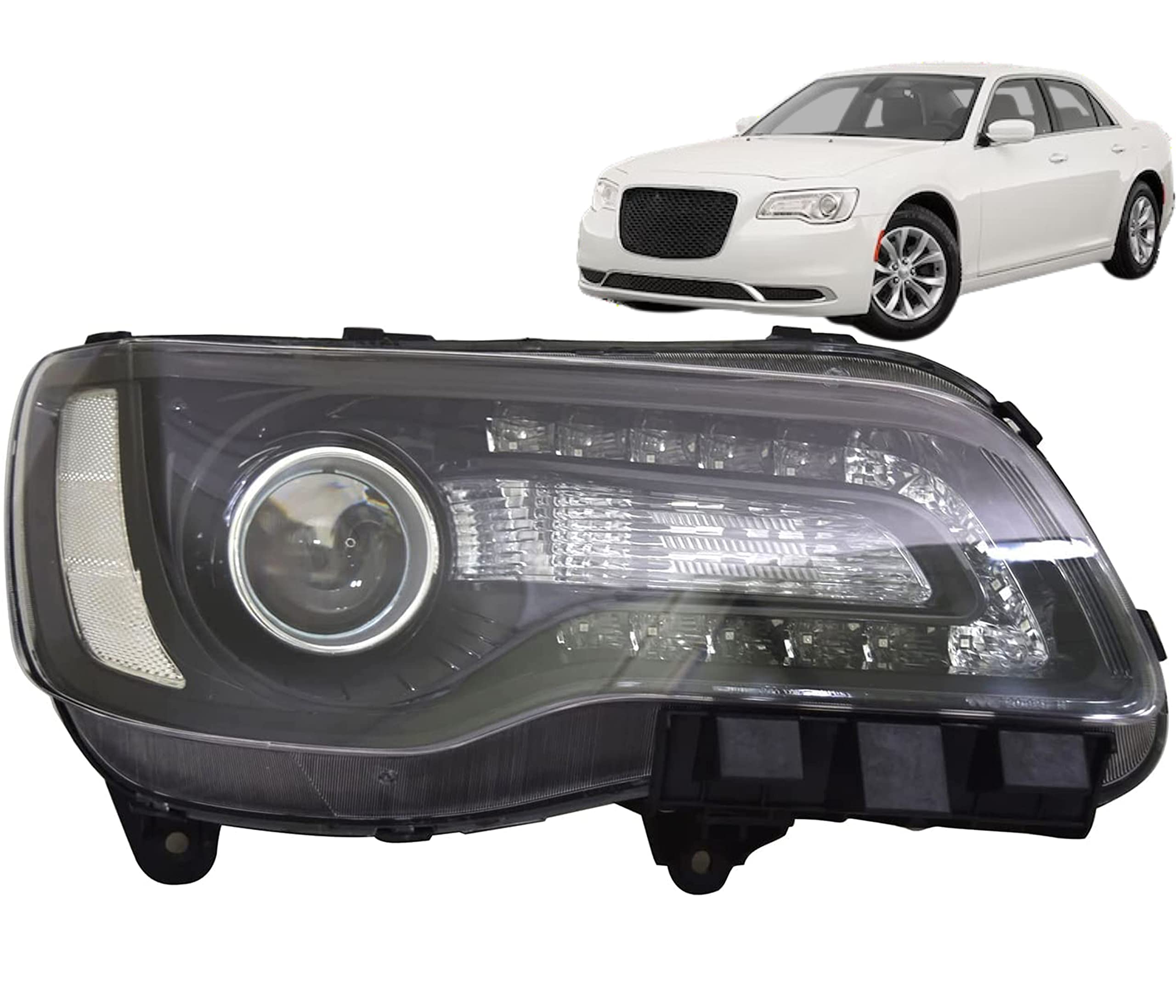 Replacement For Chrysler 300, 2018-2021 Sedan, 2018, 2019, 2020, 2021 Sedan Halogen Headlamps Headlight Assembly With Led Drl Right / Passenger Side-Ch2503331, 68402948Aa-Dot&Sae Compliant