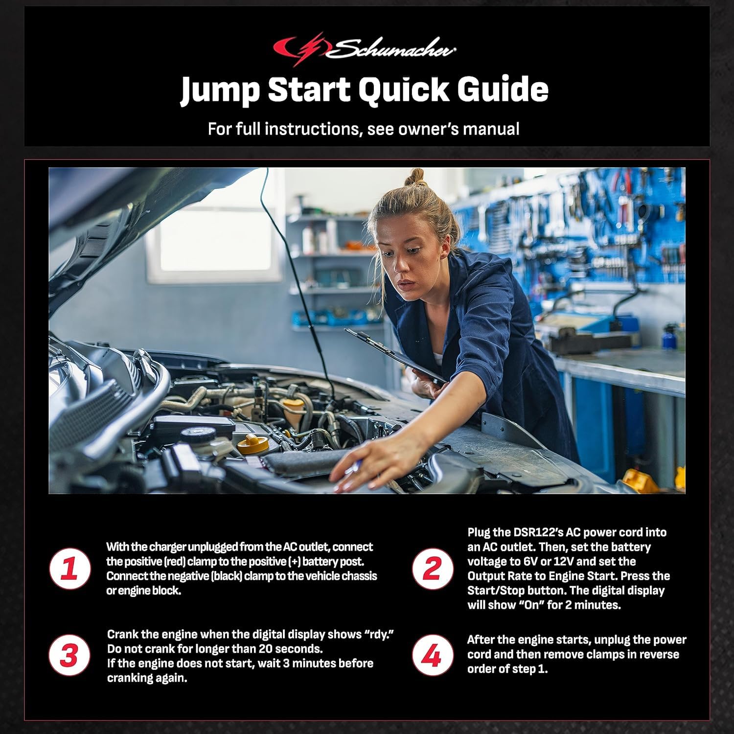 Schumacher Electric Dsr122 Proseries Fully Automatic Car Battery Charger - 125/275 Cranking Amps - 6V / 12V Battery Charger - Fu