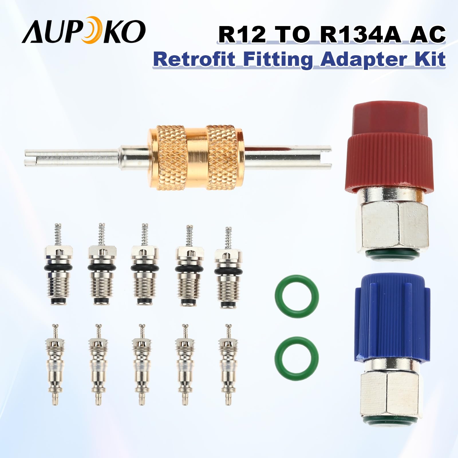 R12 To R134A Conversion Kit, Include R12 R22 To R134A High/Low Fitting Port Retrofit 1/4 Sae To 7/16''-20 Unf Conversion Adapter