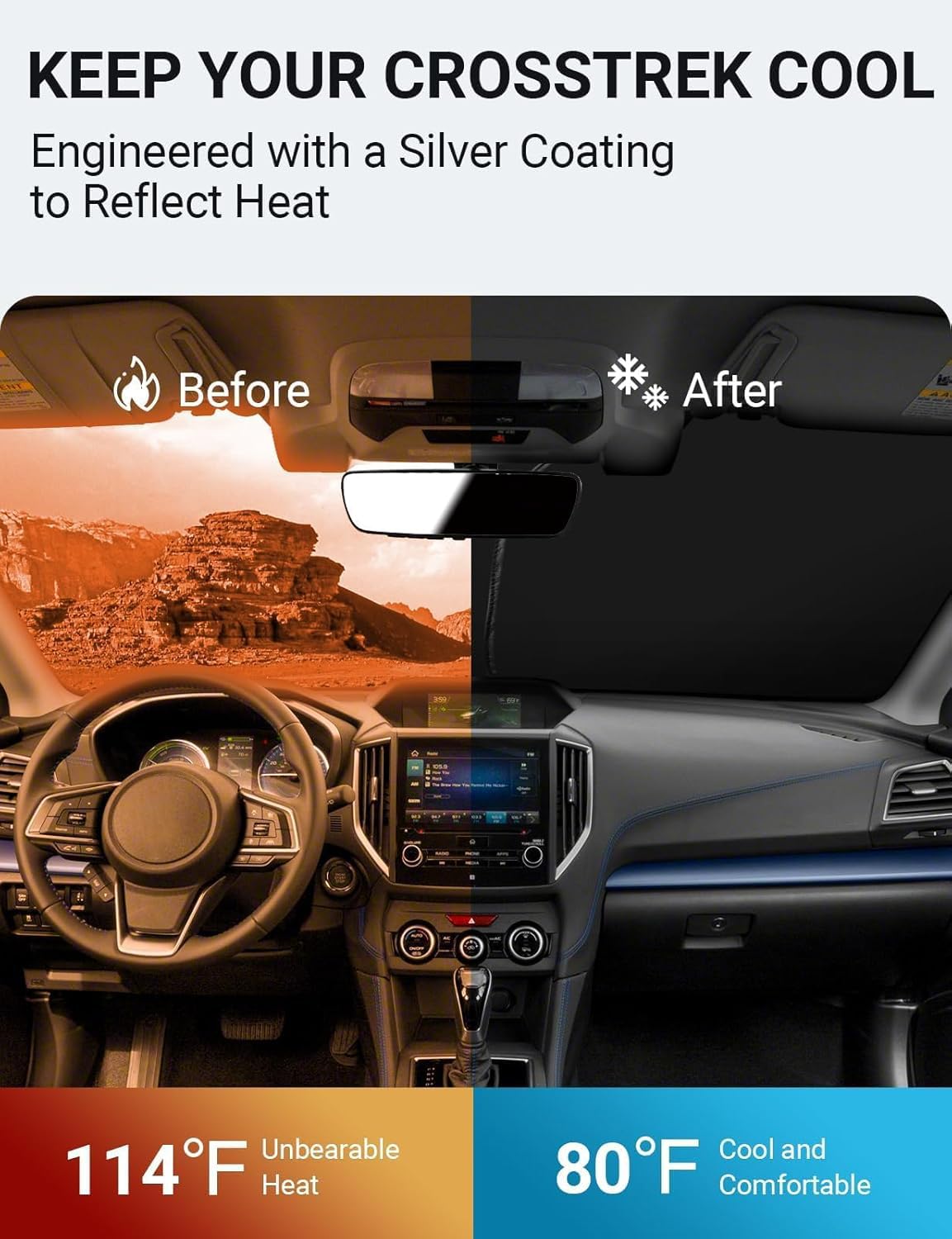 Proadsy Front Windshield Sun Shade Foldable Sunshade Protector Custom Fit 2018-2024 2025 Subaru Crosstrek, 2.0I Premium Limited Wagon Accessories 2025 Upgrade