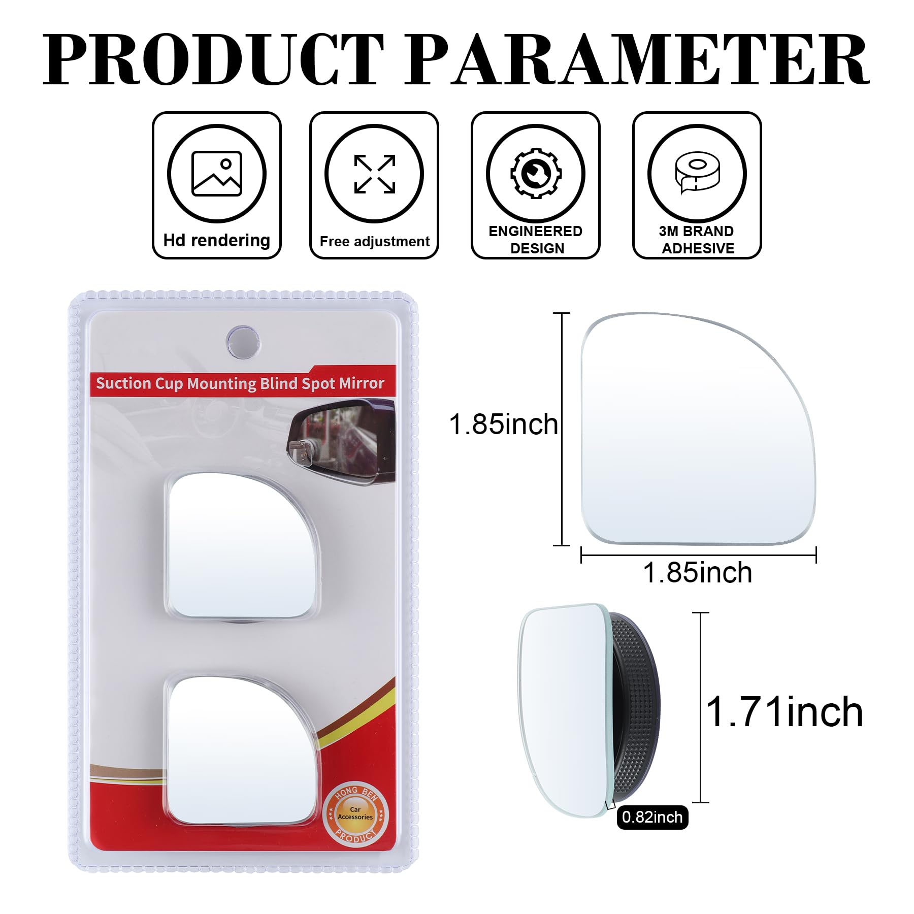 Livtee Blind Spot Car Mirror, Fan Hd Glass Frameless Convex Side Mirror Blindspot, Reusable 360 Wide Angle Rear View Car Mirrors