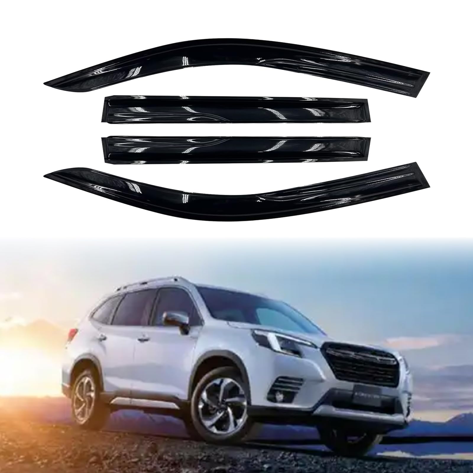 Sontian Tape-On Side Window Visor Deflectors Rain Guards For 2019 2020 2021 2022 2023 2024 Su-Baru Fo-Rester Rain Deflectors, Vi