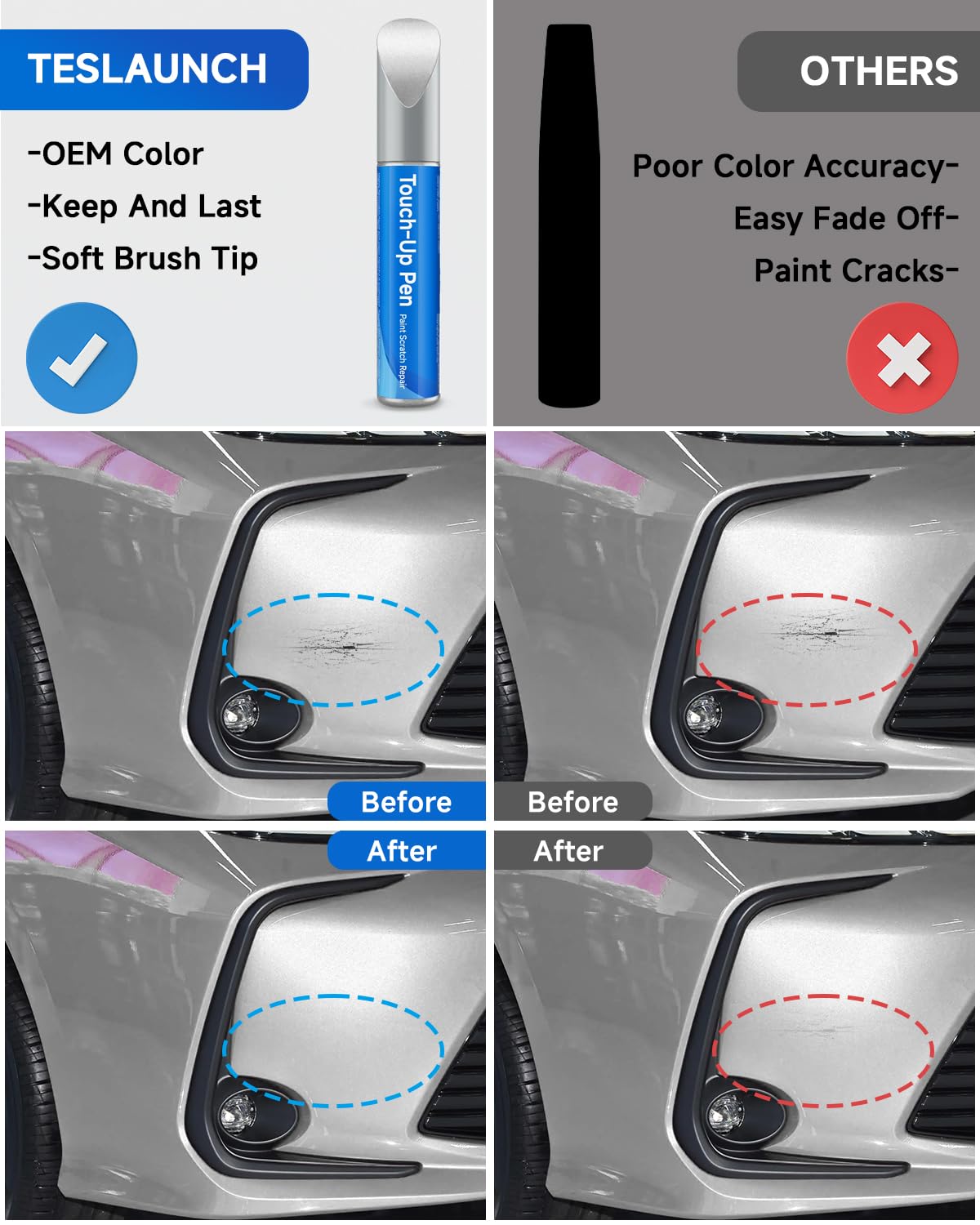 1D4 Pewter Metallic Touch Up Paint Compatible with Toyota Exact Match Touch Up Paint Car Scratch Repair