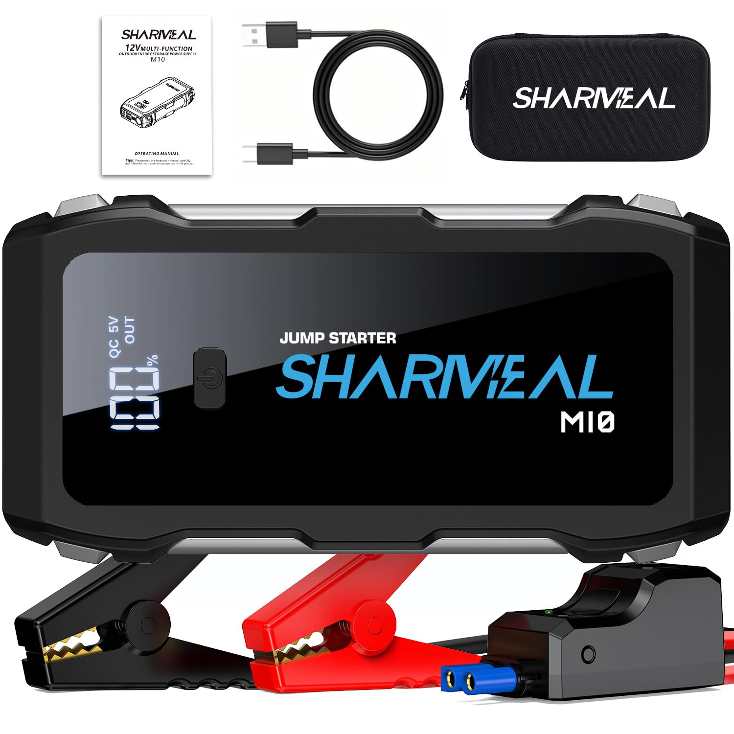 Sharmeal Jump Starter 6000A, 12V Car Battery Jump Starter with USB Quick Charge (Up to All Gas or 10.0L Diesel Engine), Battery 