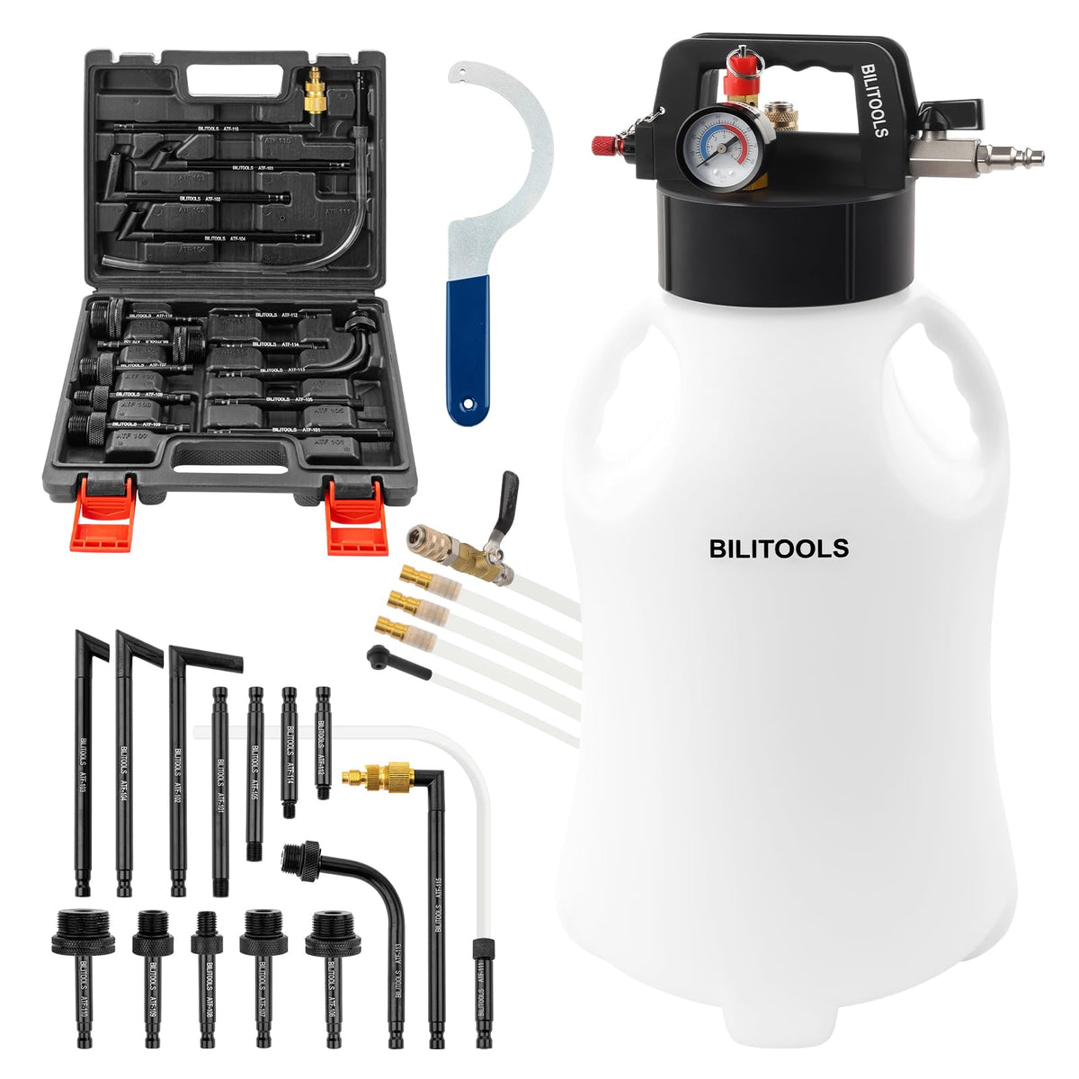 Bilitools Transmission Fluid Transfer Pump Air Operated, 8L (2.1 Gallons) Automatic Pneumatic Vacuum Oil Fluid Extractor Dispens