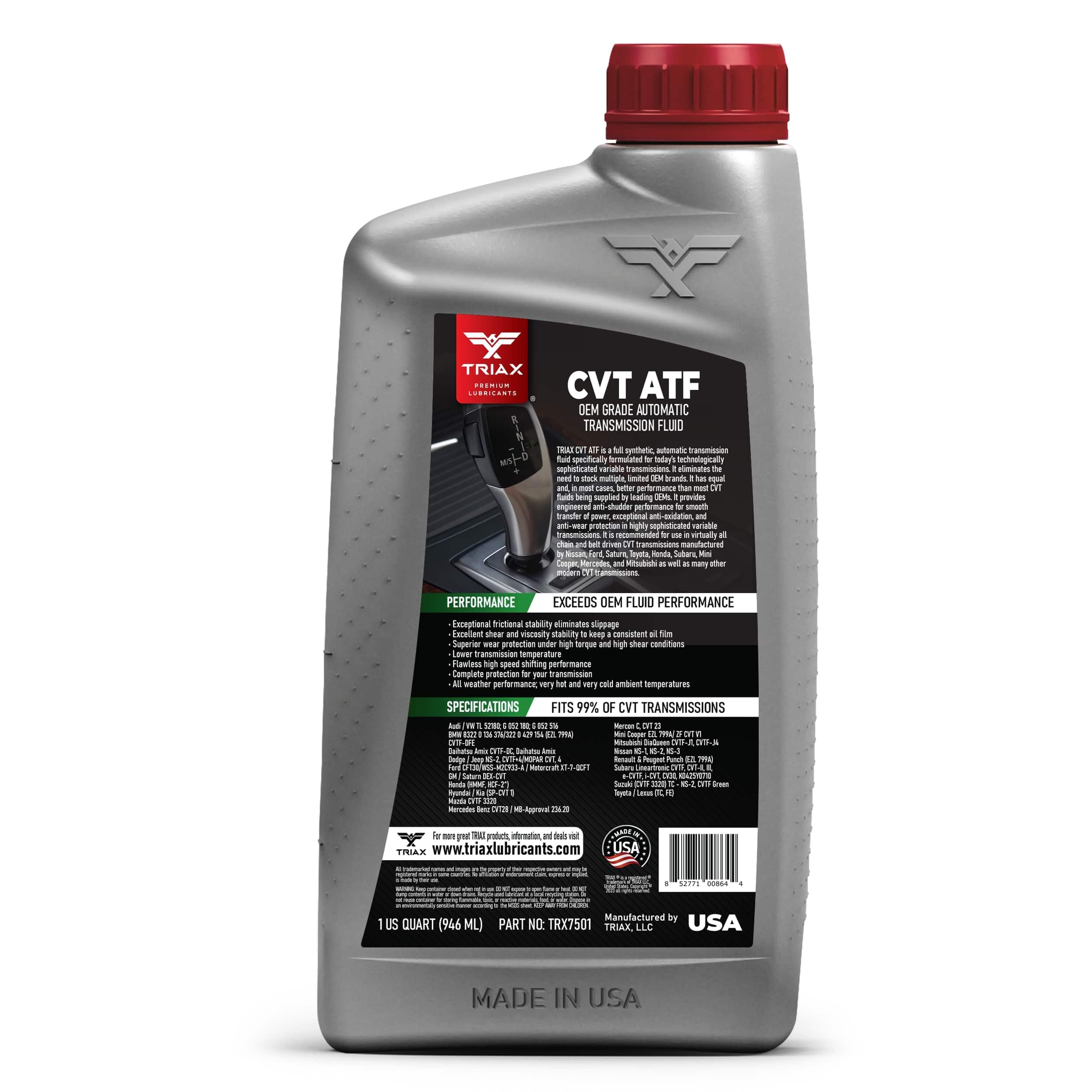 Triax Cvt Atf Oem Grade Universal Non-Slip Cvt Transmission Fluid; Surpasses All Oem Specs (1 Quart)