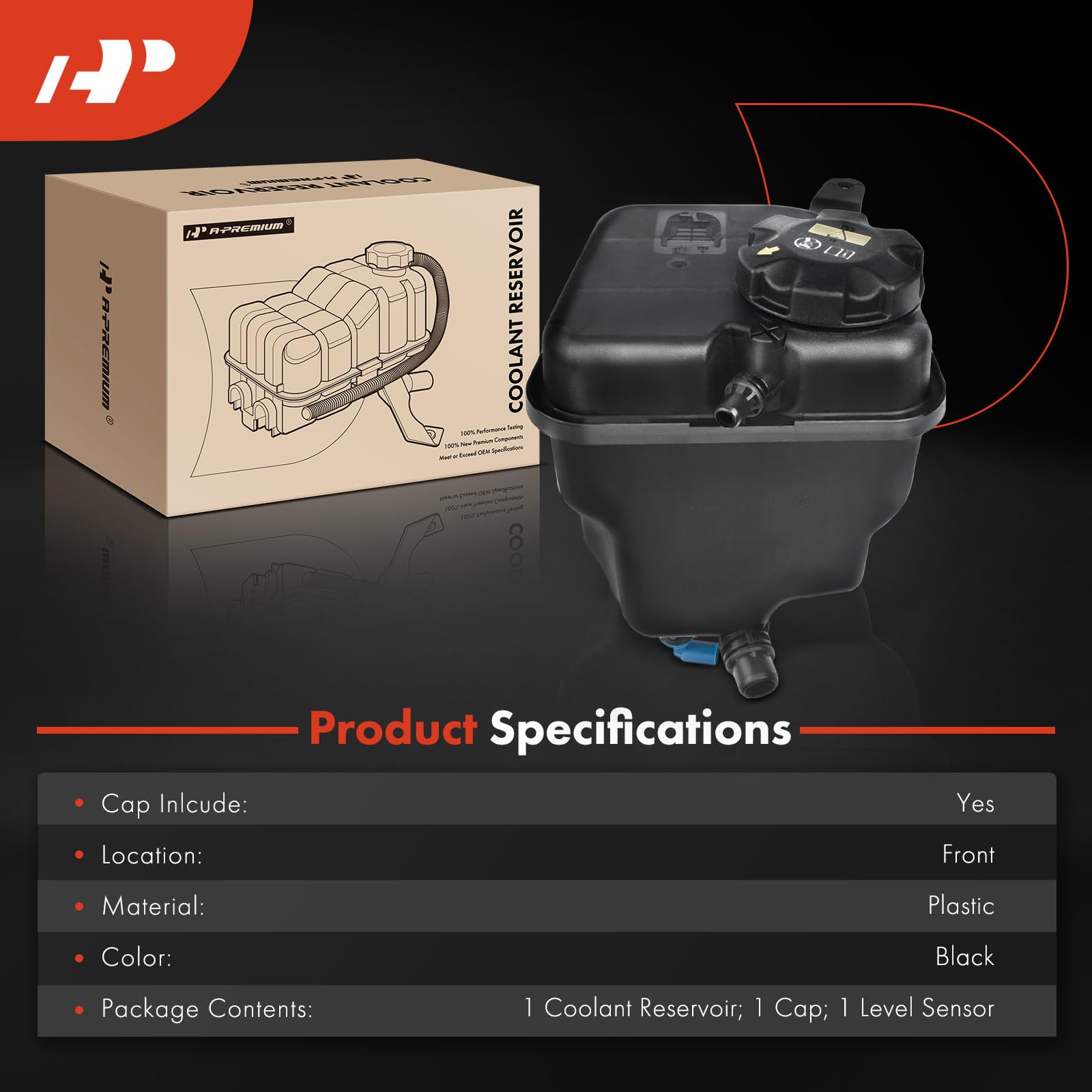 A-Premium Engine Coolant Overflow Recovery Reservoir Tank [with Sensor & Cap] Compatible with BMW [E90 E92 E93] 335i xDrive 2009-2013, E84 X1 2012 3.0L, Replace# 17137640515, 17137590626