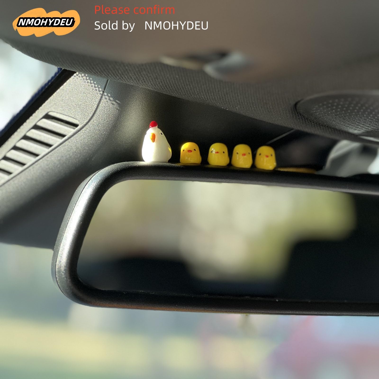 Nmohydeu Cute Mini Chickens Car Dashboard Accessories Fun Chicks Car Rearview Mirror Decor Car Mirror Interior Ornaments, Fairy Garden Landscape Decor Home Decor Car Gifts