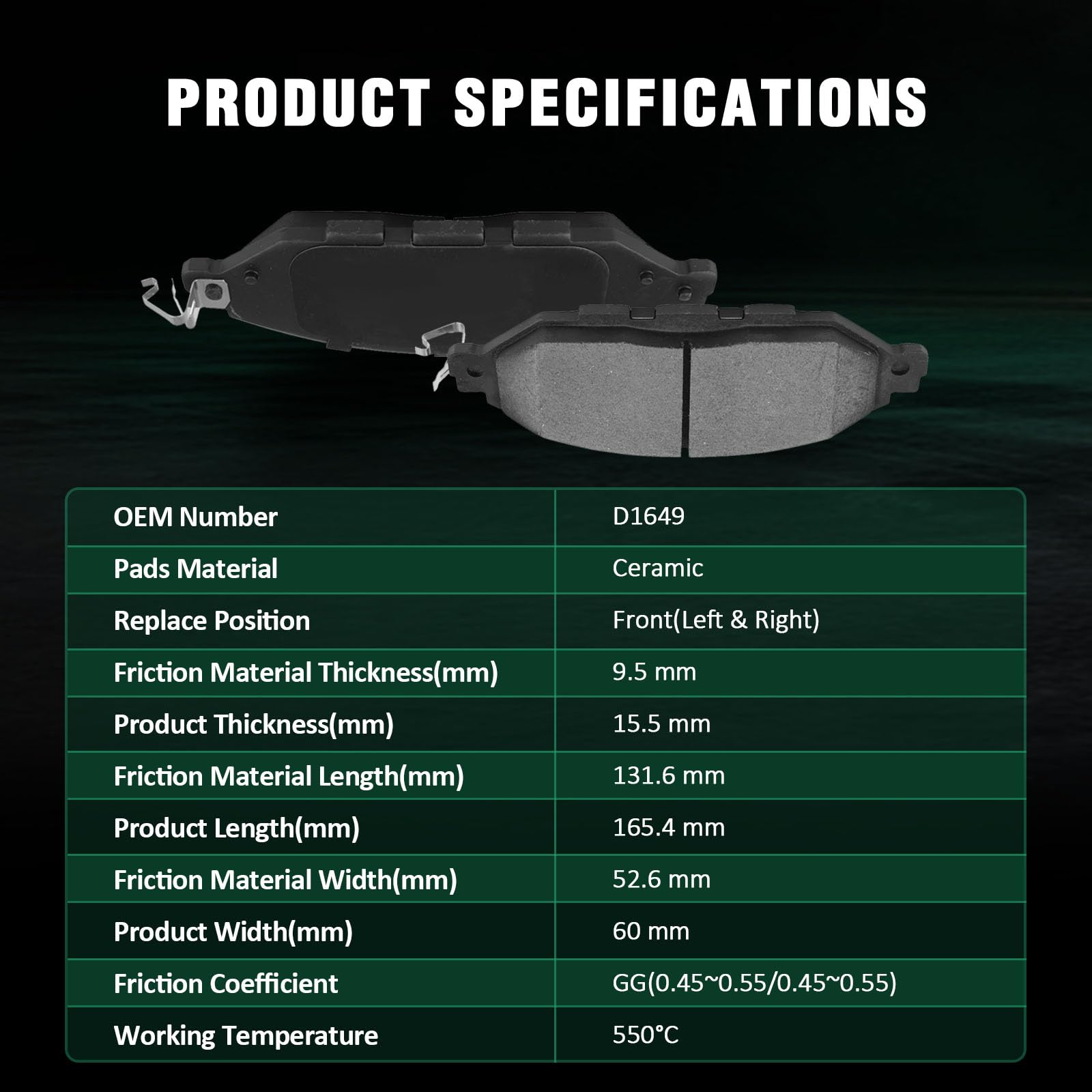 Automuto 8Pcs Front & Rear Ceramic Disc Brake Pads Set D1649 D1415 For Infiniti Jx35 2013,For Infiniti Qx60 2014-2019,For Nissan