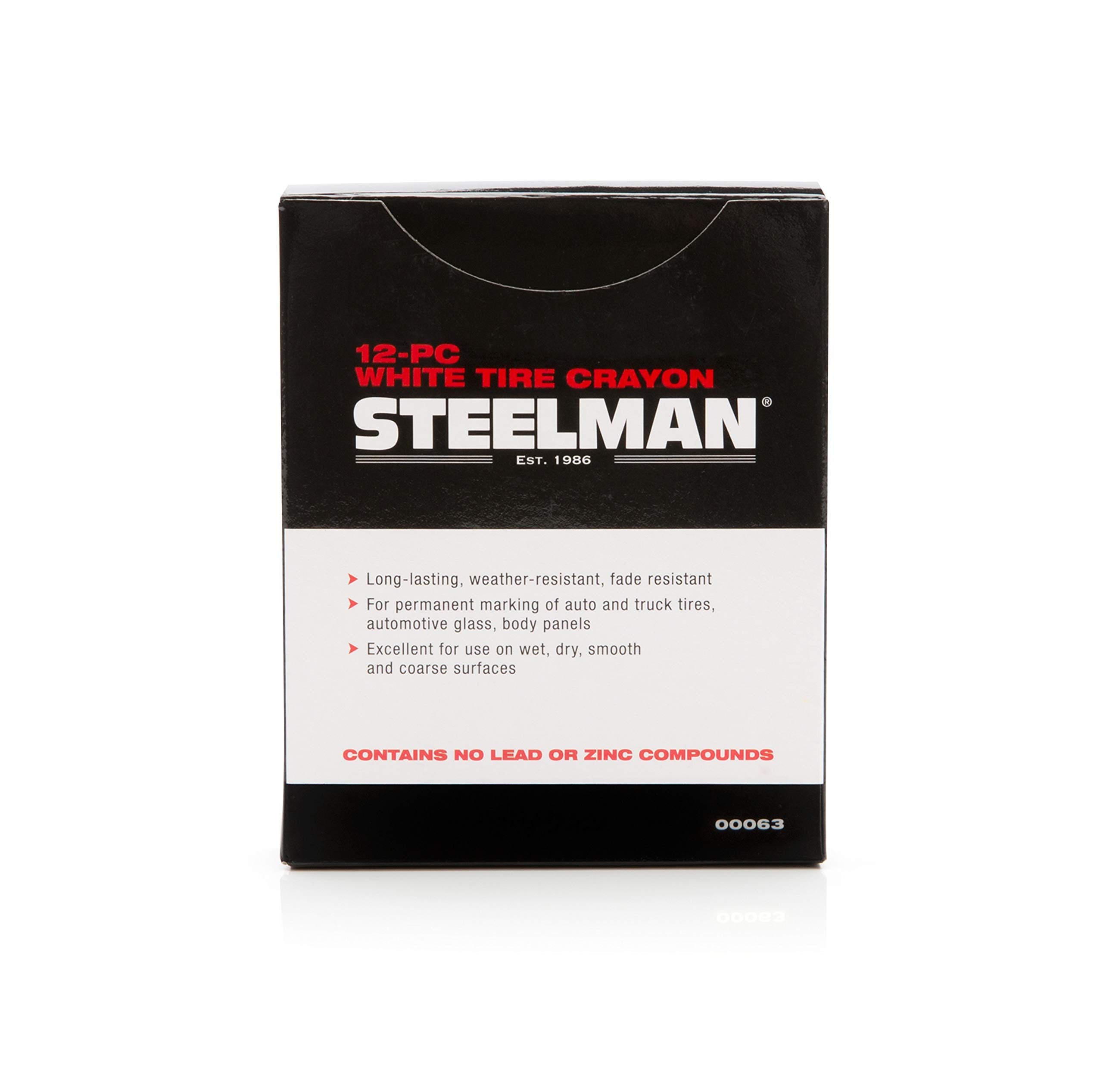 Steelman White Tire Marking Crayons for Mechanics, Mark Tire Damage, Box of 12
