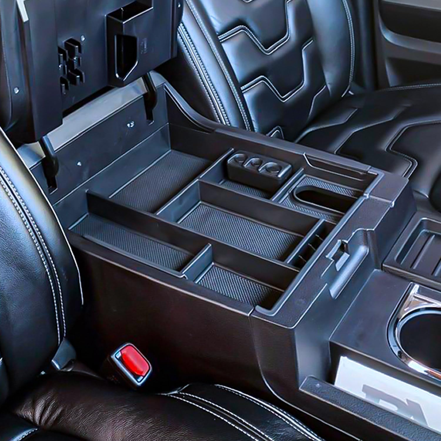 TACOBRO Center Console Organizer for 2014-2021 Tundra, Black Plastic Insert Tray, Model TBTY22-B, Crewmax Armrest Storage Box