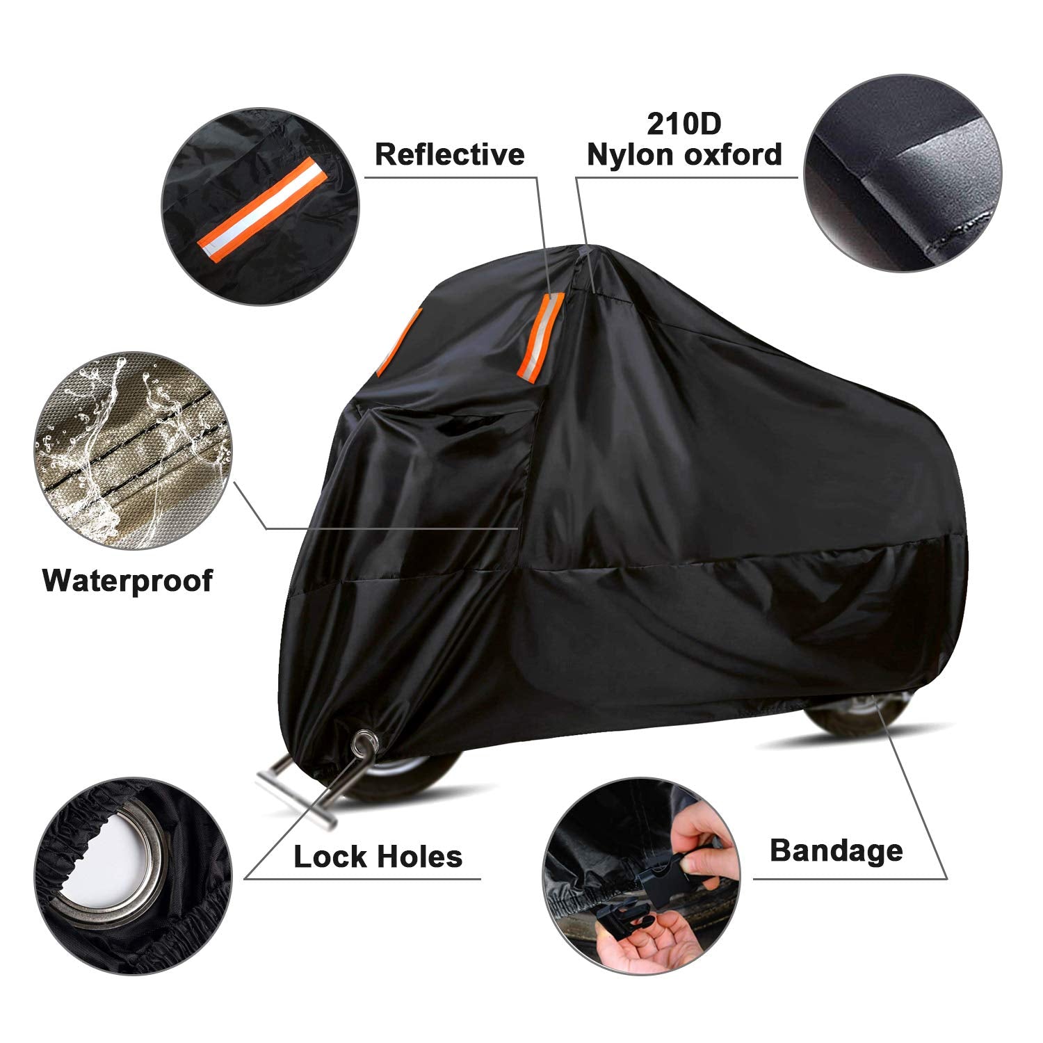 Winpower Outdoor Waterproof Motorcycle Cover All Weather Protection Winter Snow Universal Motorbike Bike Vehicle Cover, 94.5 X 4