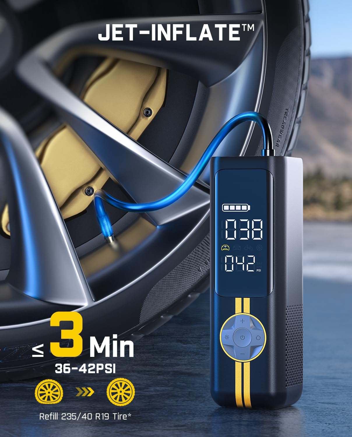 Fanttik X8 Apex Ev Tire Inflator Portable Air Pump, 2X Faster Inflation, 150Psi Cordless Air Compressor With Powerful Battery, F