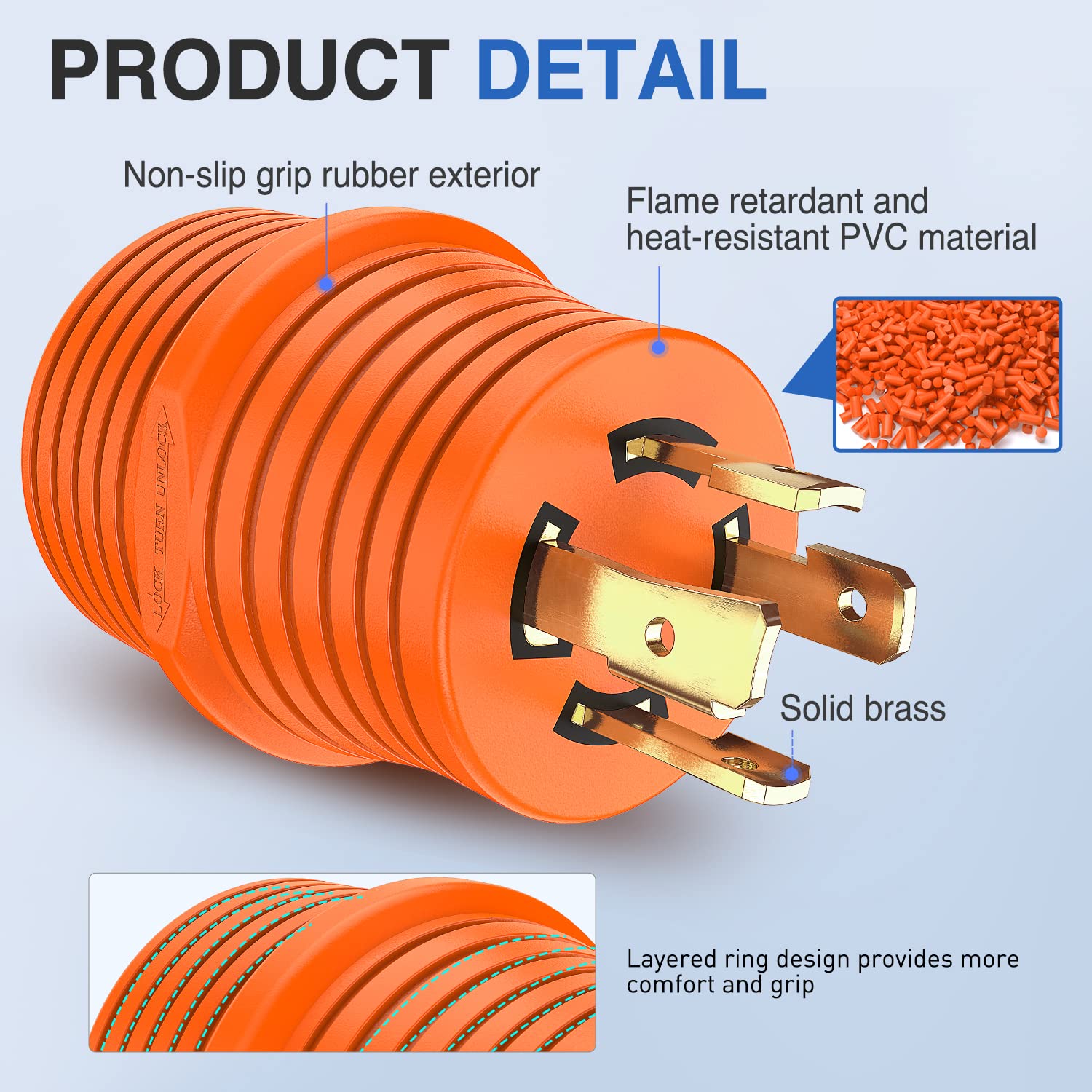 Nilight 30 Amp To 30 Amp Rv Power Adapter 4 Prong Locking Plug 125 Volt Heavy Duty Converter L14-30P To Tt-30R 30A Male Plug To