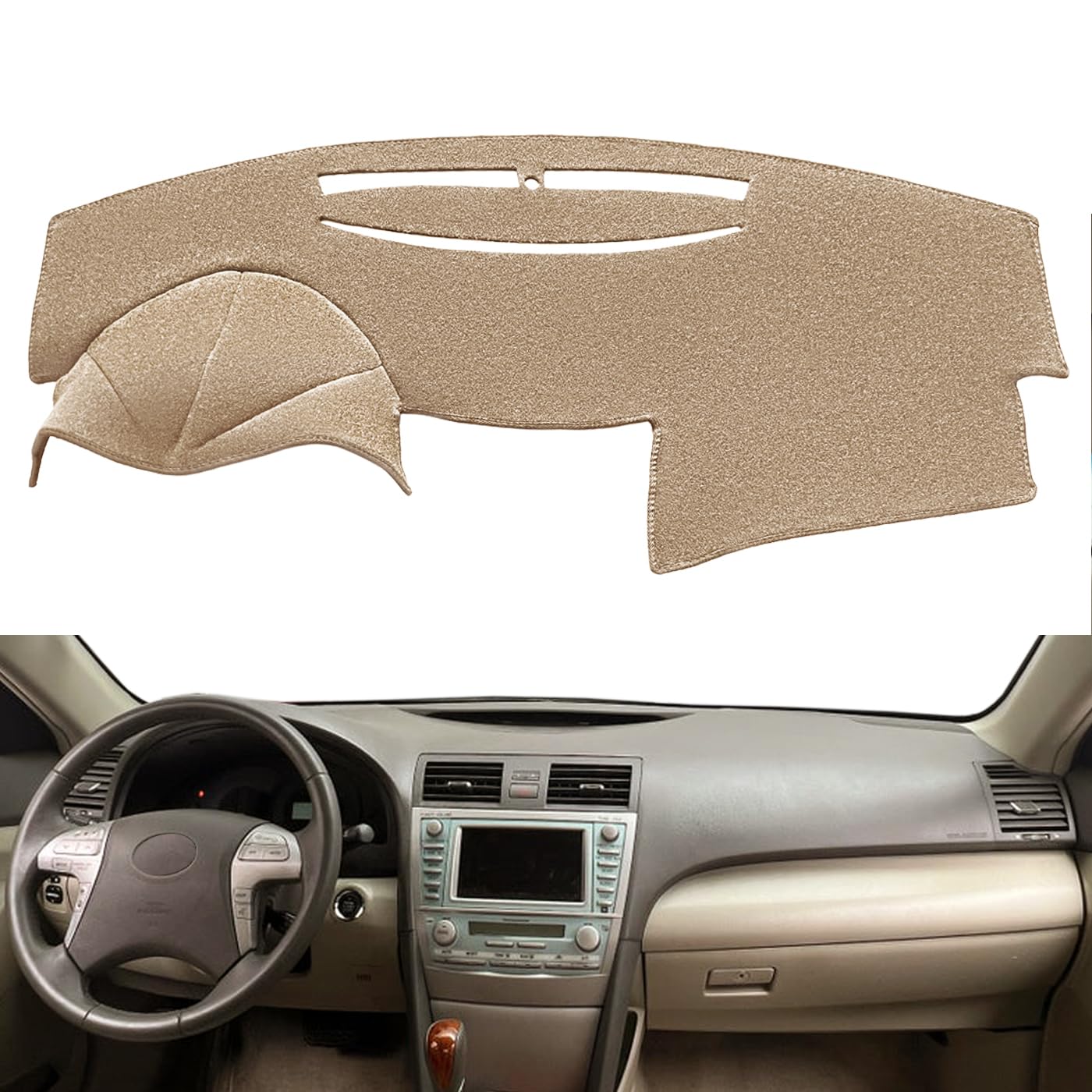Dash Cover Mat Pad Custom Fit For Toyota Camry 2007 2008 2009 2010 2011 Dashboard Cover Carpet Cap Protector (Beige) Y27