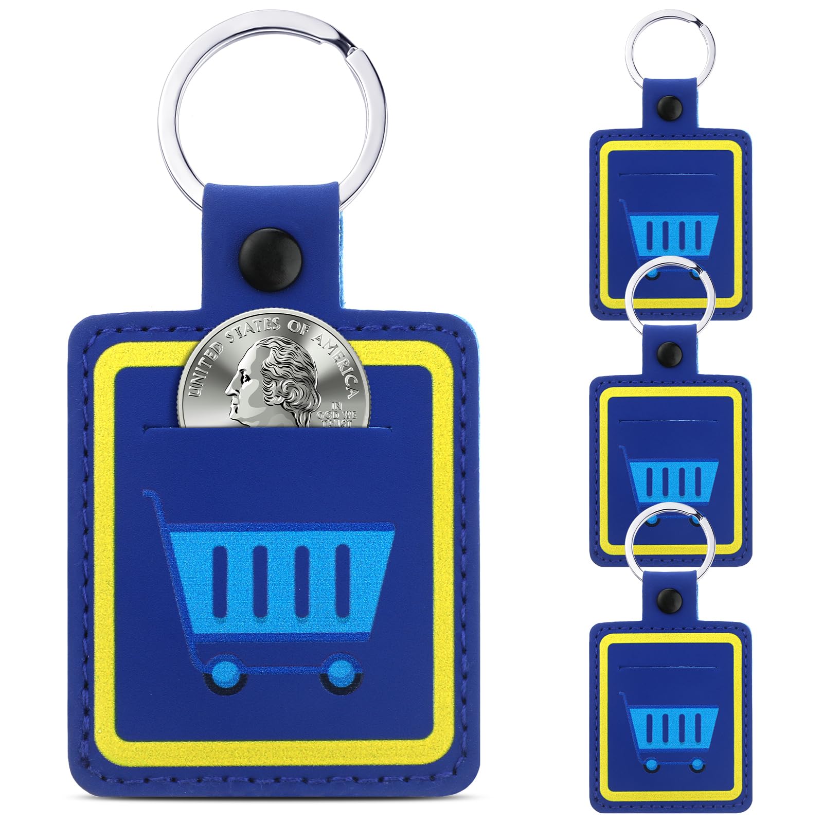 Quelay 3 Pcs Quarter Holder Keychain Shopping Cart Quarter Holder for Grocery Unisex Gift Supermarket Shopping Lovers(Classic)