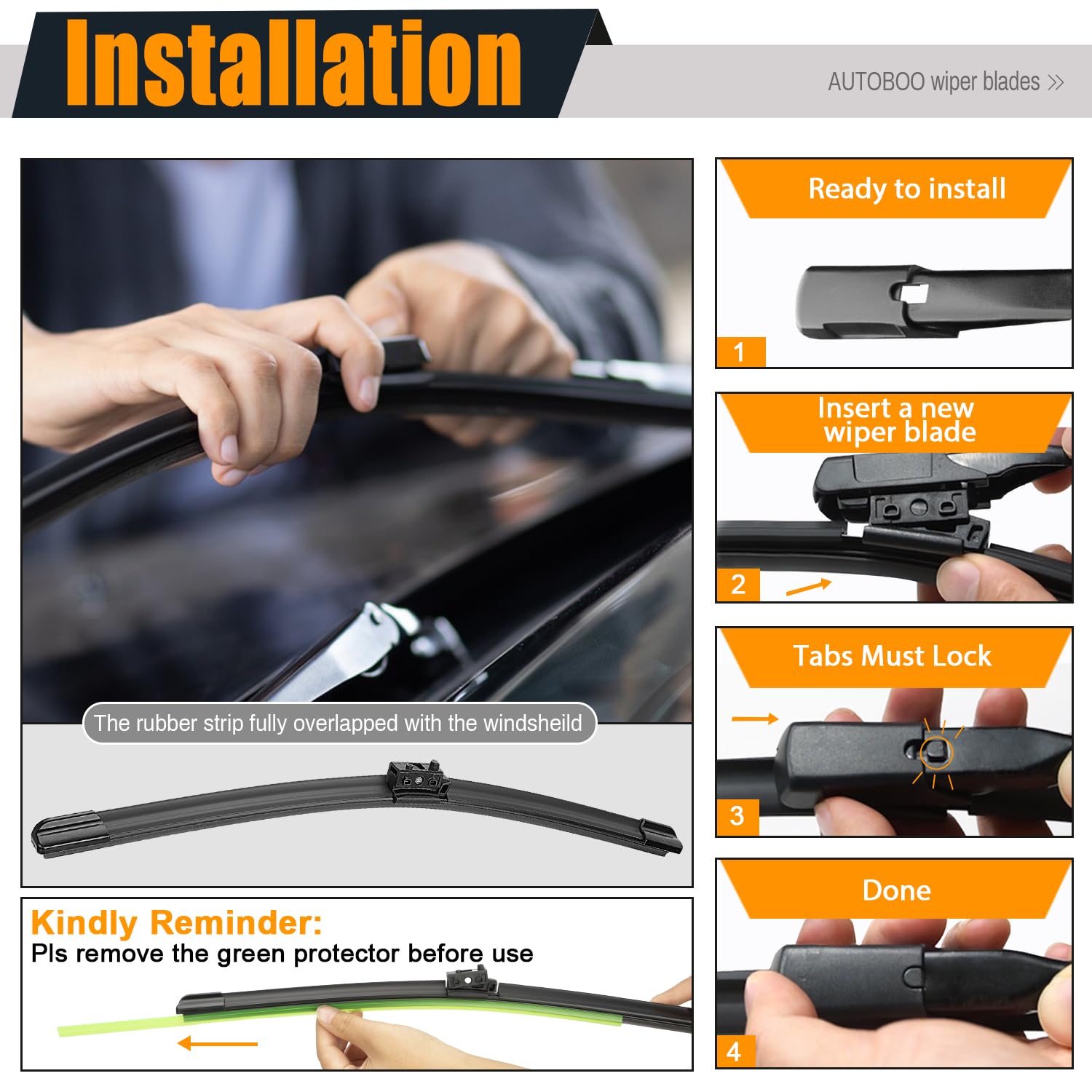 Autoboo 26''+24'' Windshield Wipers Replacement For Mercedes-Benz Sprinter 1500 2500 3500 2019 2020 2021 2022 2023 -Original Equ