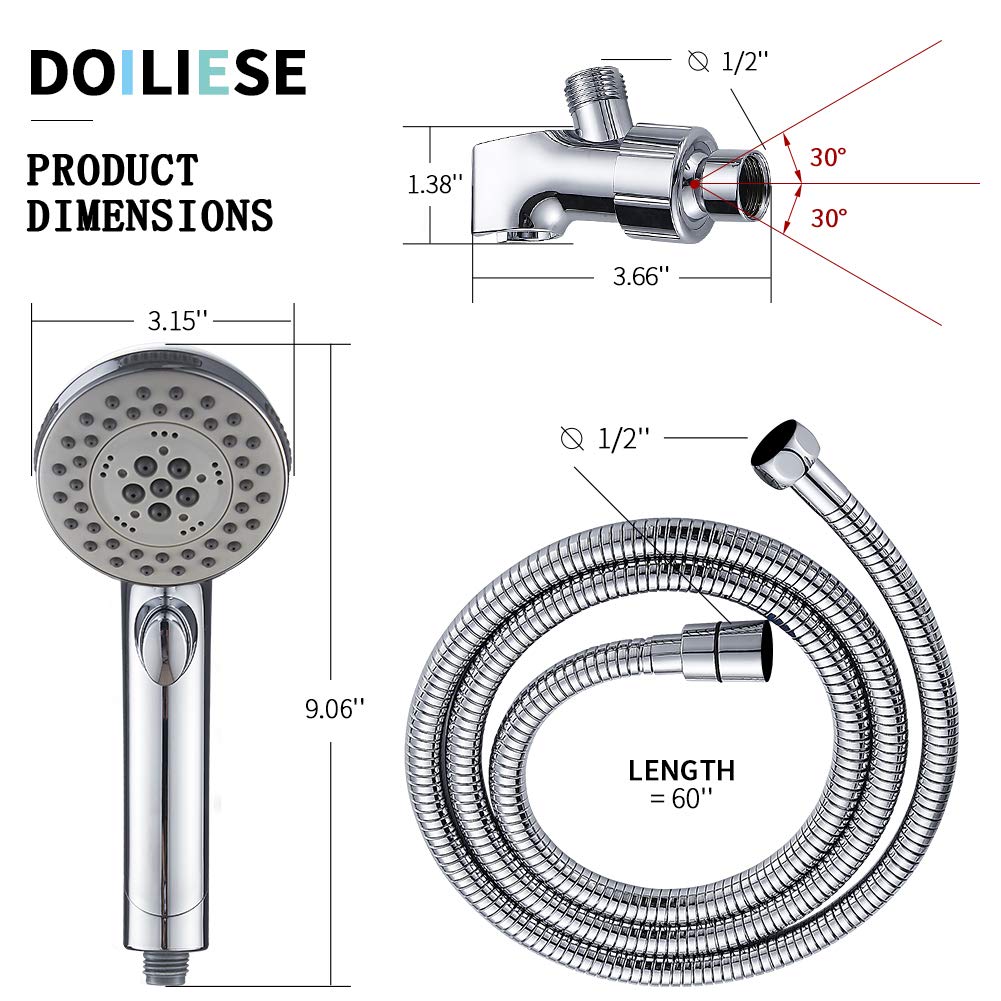 Doiliese High Pressure 6 Setting Shower Head Hand-Held With Onoff Switch And Spa Spray Mode - Hand Held Shower Head With Handhel