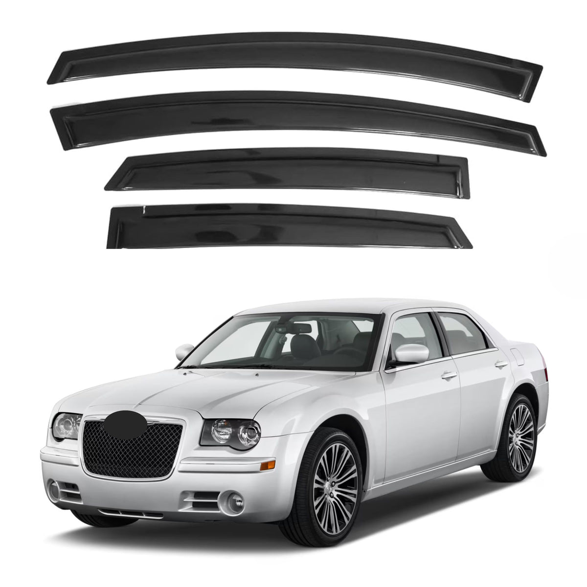 Ig Window Visor For Chrysler 300 2005-2010 & Dodge Magnum 2005-2008, Rain Guard Tape-On Extra Durable Sun Wind Side Vent Window