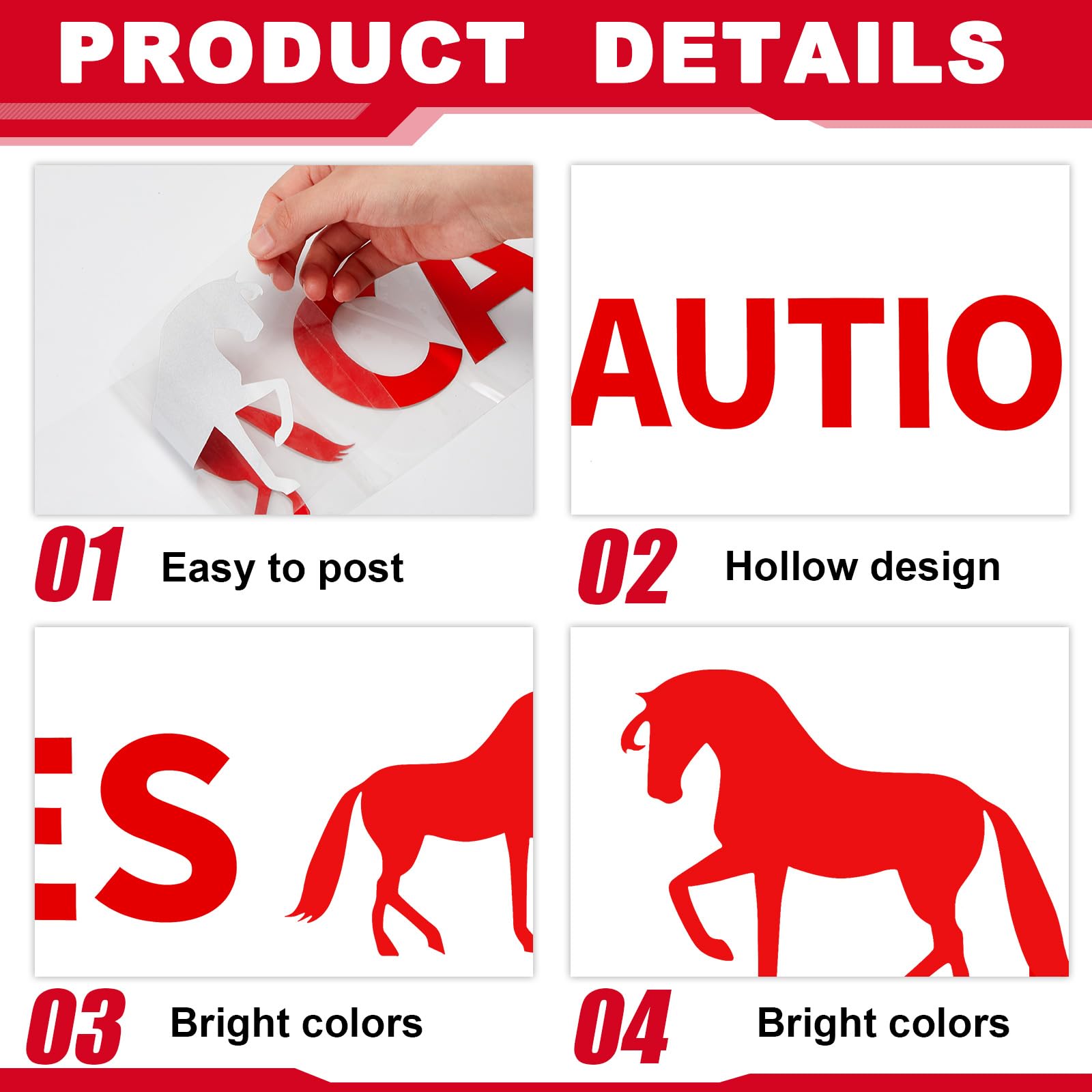 Gilprop 2 Pcs Horses Trailer Decal Sticker Safety Kit Reflective Red 4.5 x 50 Inch Trailer Caution Sign for Safety Warning Decal