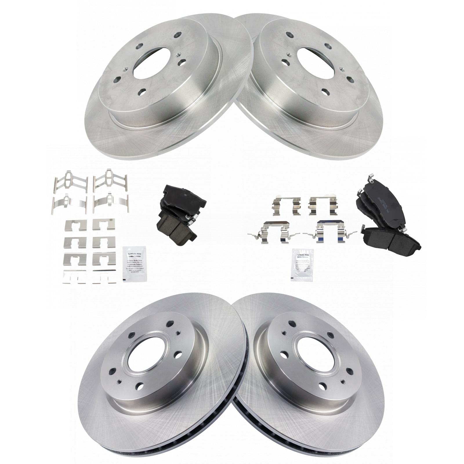 Trq Front And Rear Brake Pad & Rotor Kit Brake Pads Brake Rotor Ceramic Compatible With 2007-2013 Suzuki Sx4