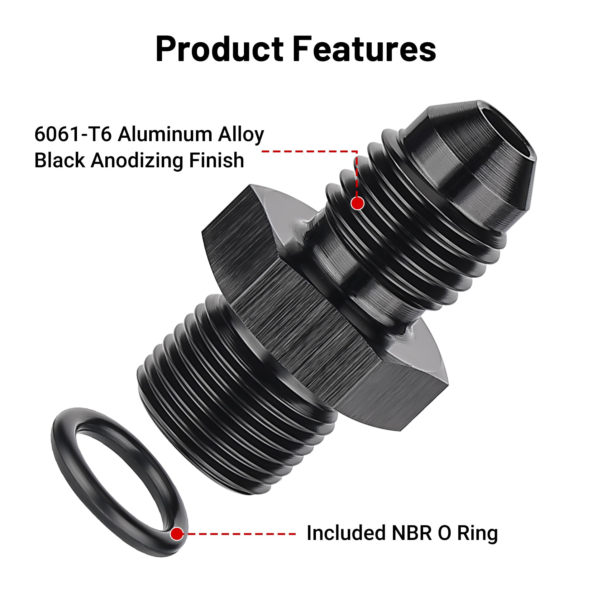 Evil Energy 4An Male Flare To M12 X 1.5Mm Male Metric Fitting Adapter Aluminium Alloy 2Pcs