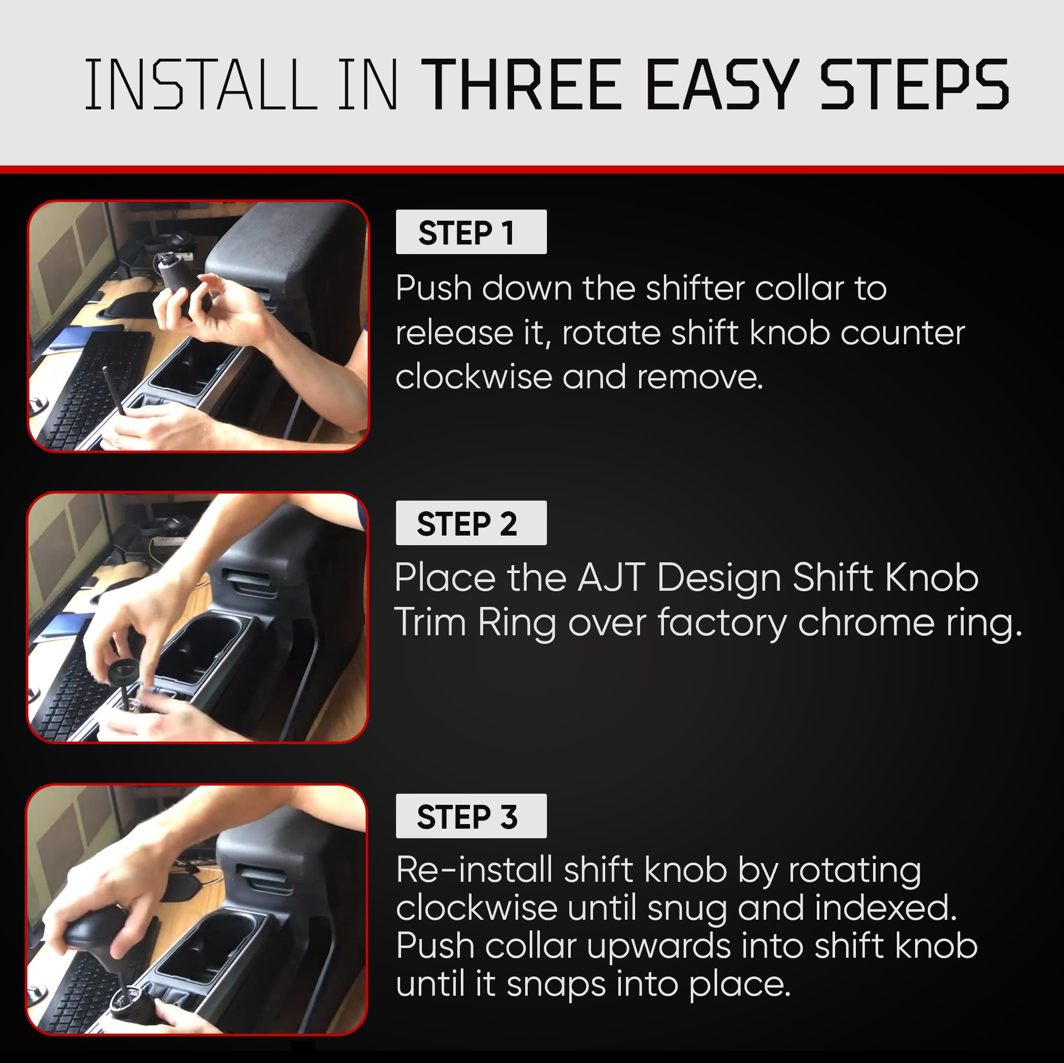 Ajt Design Shift Knob Trim Ring For 2016-2023 Tacoma - Black