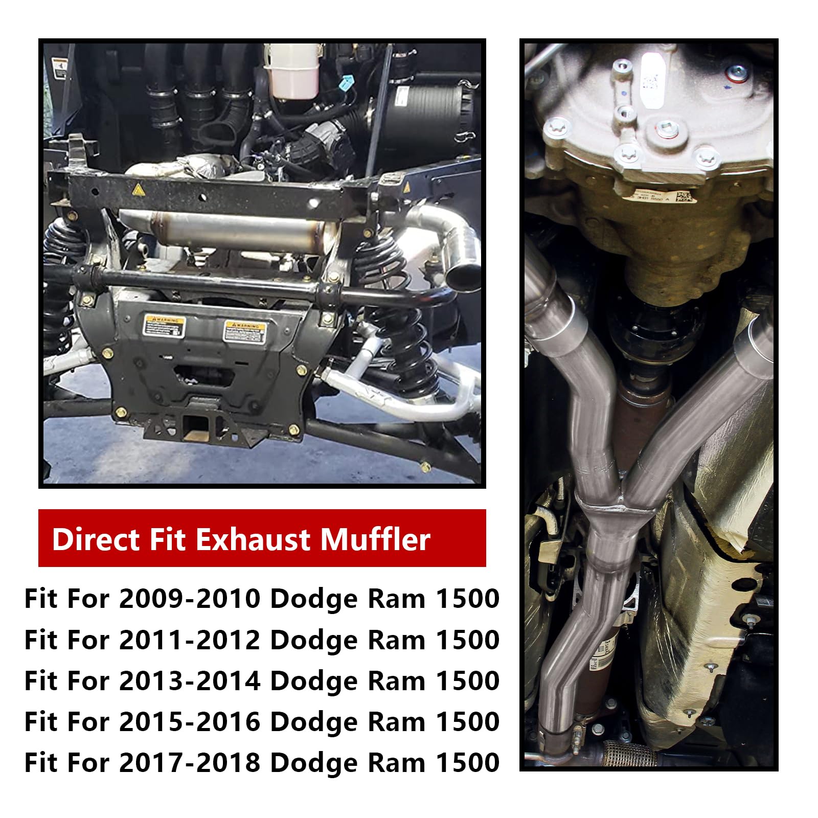 Direct-Fit Muffler 409S,2-Chamber Exhaust Muffler Kit Fits Exhaust 2009-2018 Dodge Ram 1500 Aggressive Series,Aluminized Perform