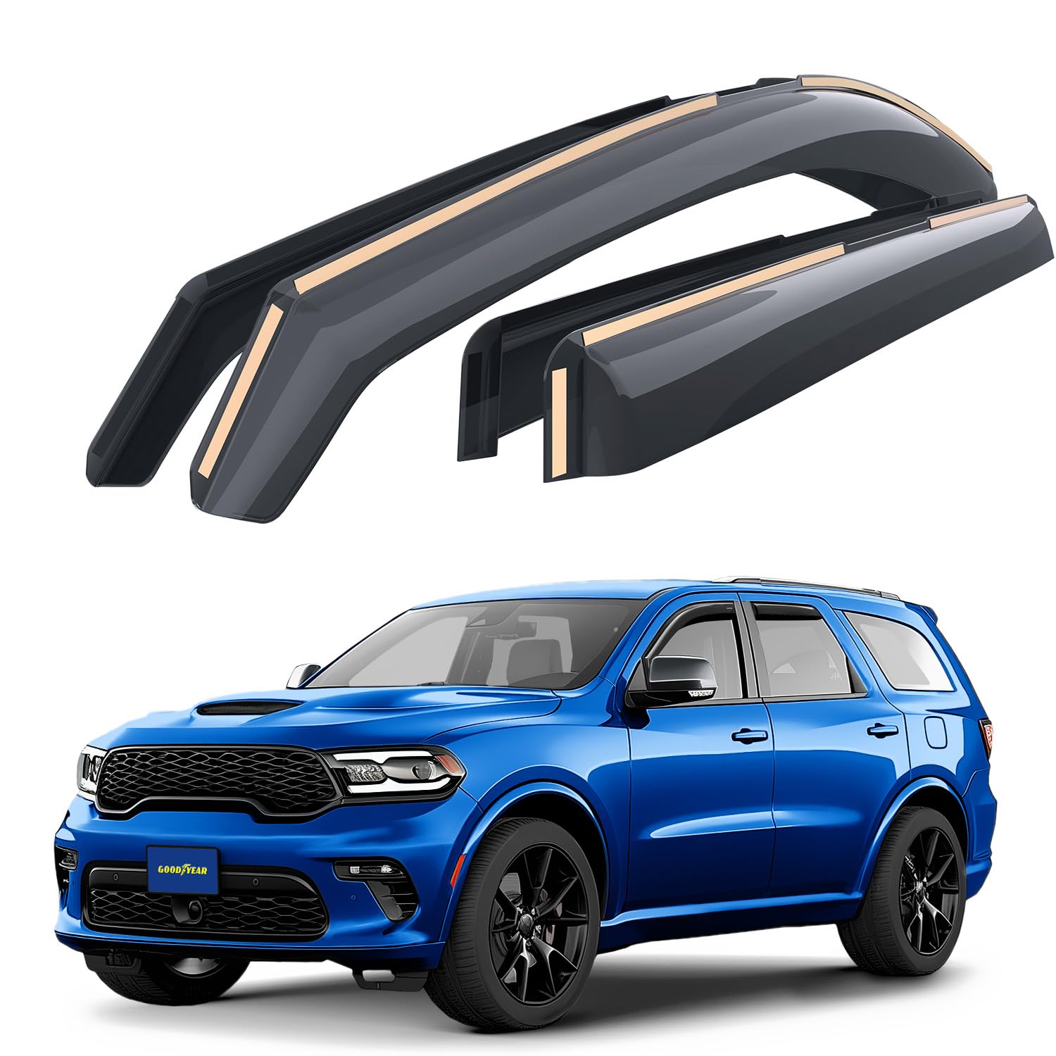 Goodyear Shatterproof In-Channel Window Deflectors For Dodge Durango 2011-2025, Rain Guards, Window Visors For Cars, Vent Deflec