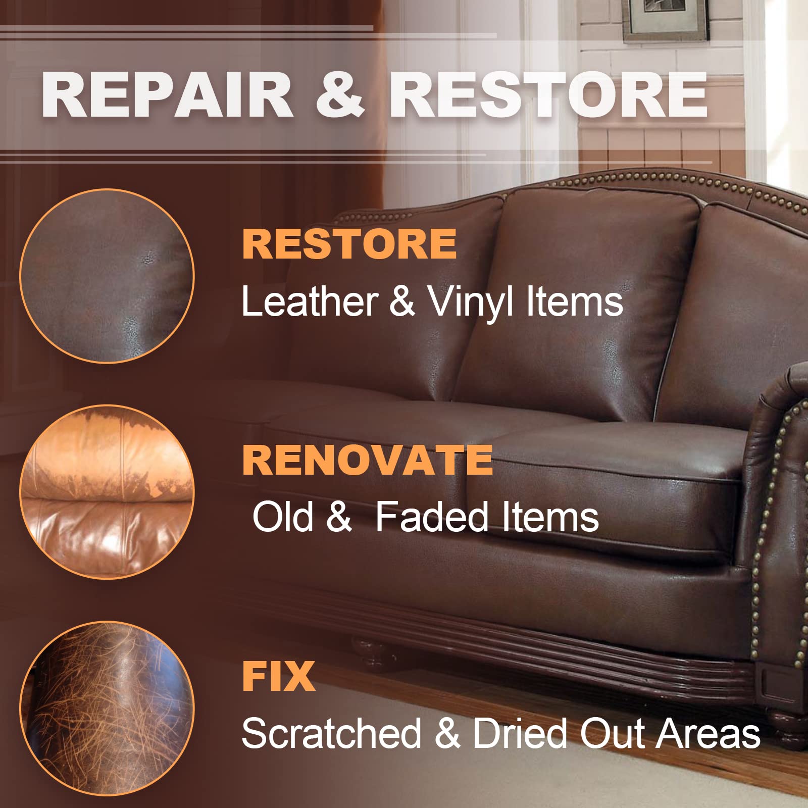 STARTSO WORLD Dark Brown Leather Recoloring Balm & Conditioner with Mink Oil - Repair Kit for Couches, Car Seats, Shoes & Vinyl