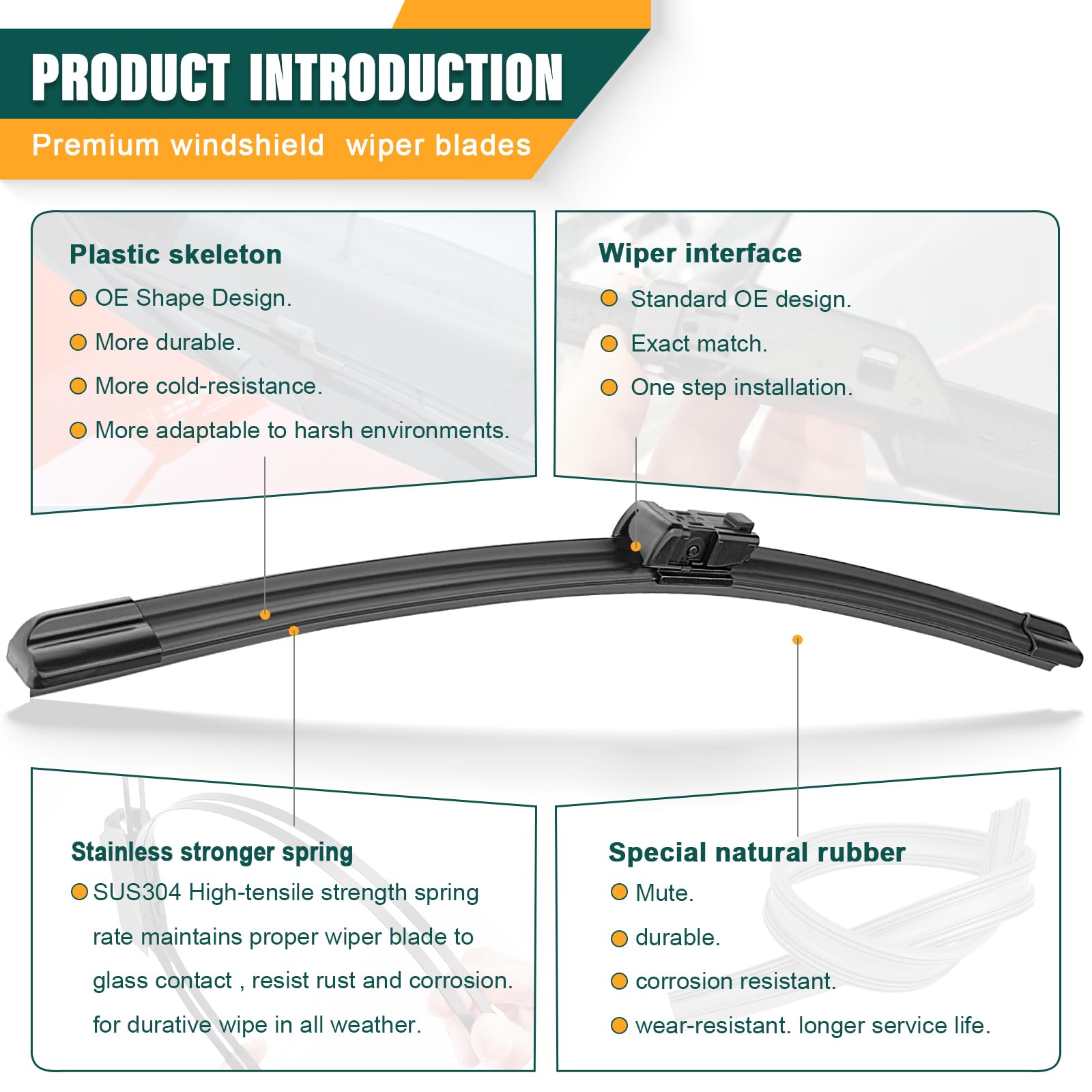 Kvq Windshield Wiper Blades Replacement For Chevy Chevrolet Spark 2013 2014 2015 Original Factory Quality Front Rear Wiper Blade