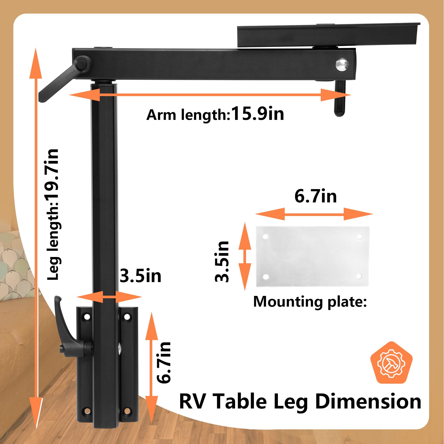 Virego Aluminum Alloy Removable Table Leg RV, 360 Degree Rotation Laptop Table Leg, Height Adjustable Table Leg Bracket for RV C