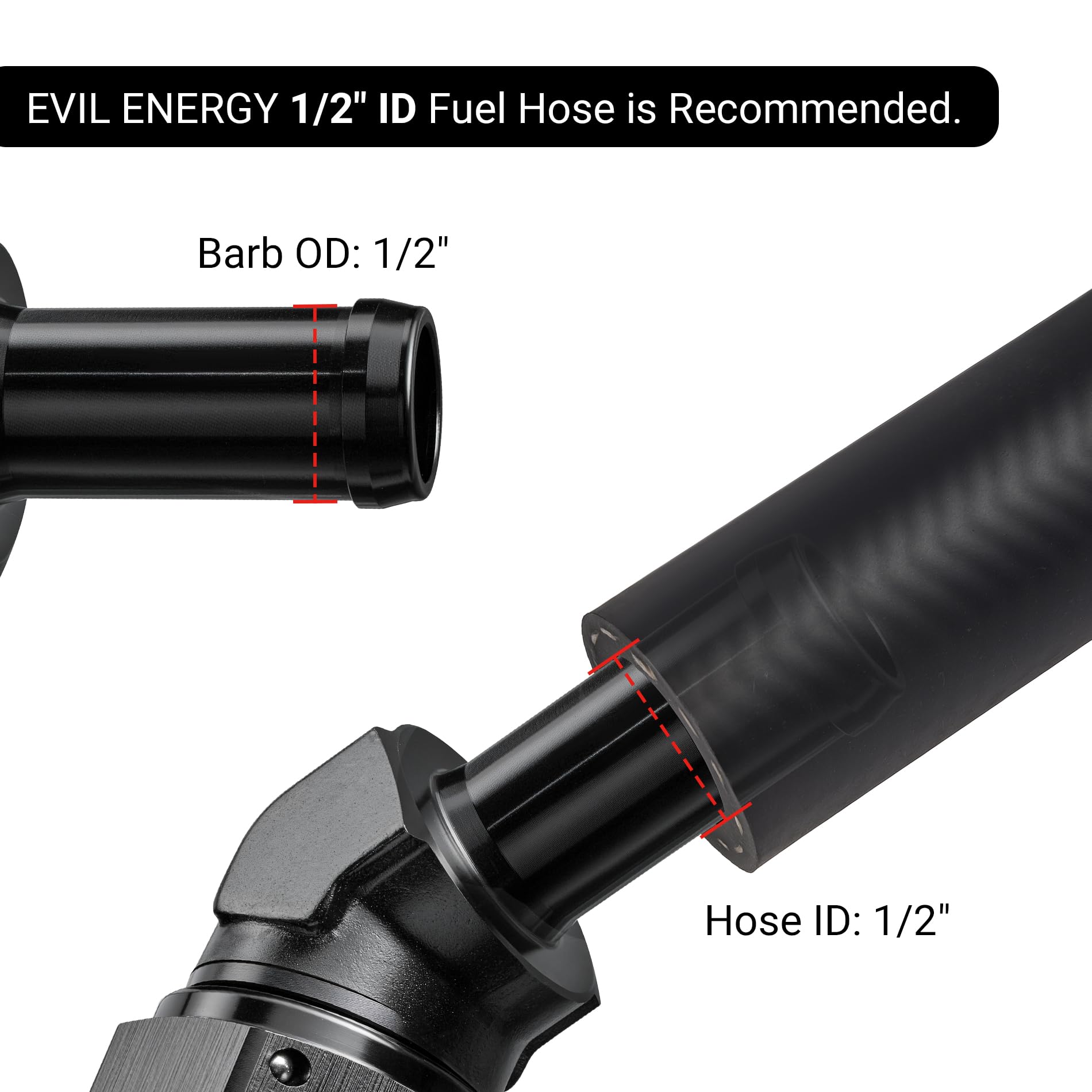 EVIL ENERGY 10AN Female to 1/2'' Barb Hose Fitting 45 Degree Swivel 2PCS