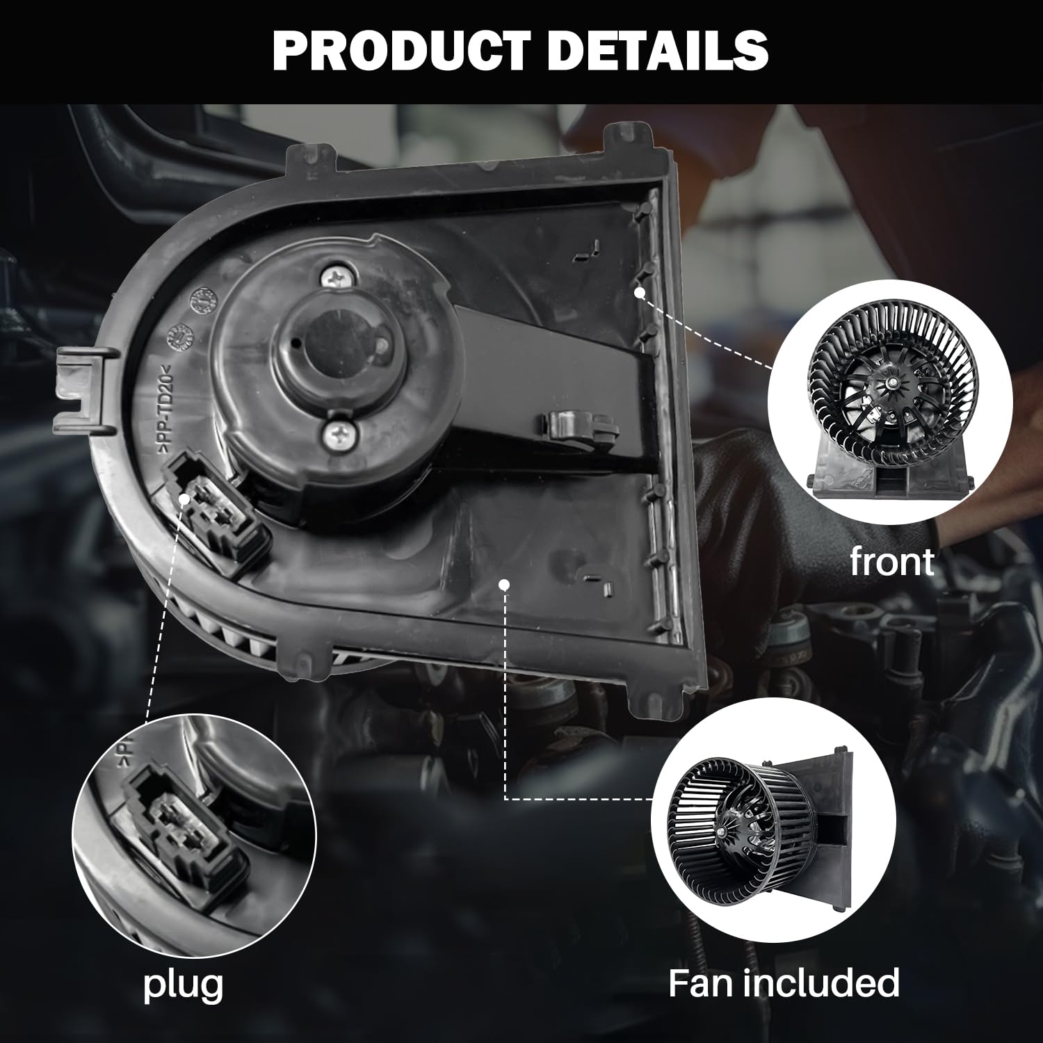 Aspligo 700158 Ac Heater Blower Motor Fan Front Fit For Audi Tt Quattro 2000-2006, For Porsche 911 1999-2013, Boxster 1997-2012,