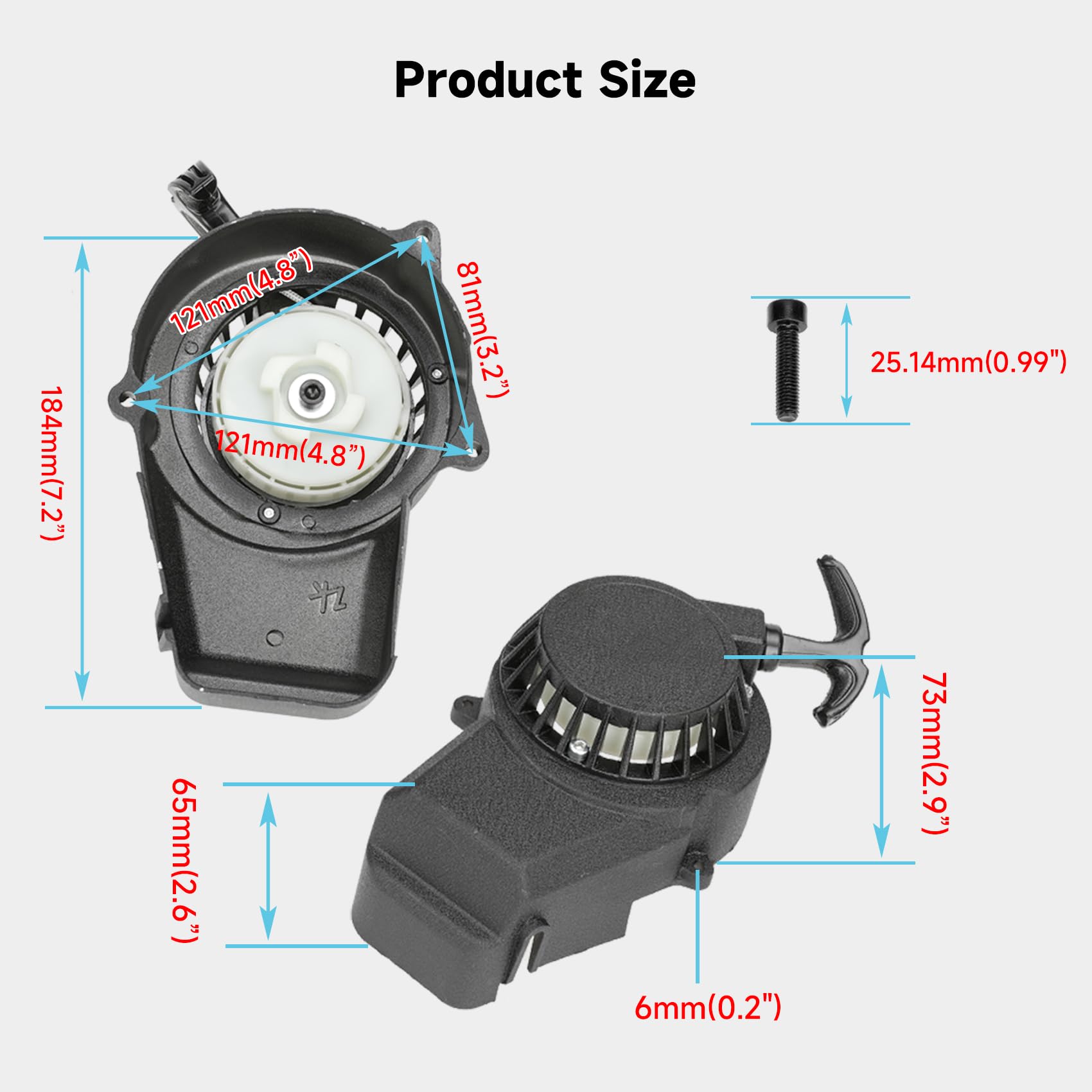 FVRITO Pull Start Assembly for 50cc Dirt Bike, Aluminum Recoil Starter, Black, Compatible with SYX Moto, SSR, X-pro, Apollo, Coolster