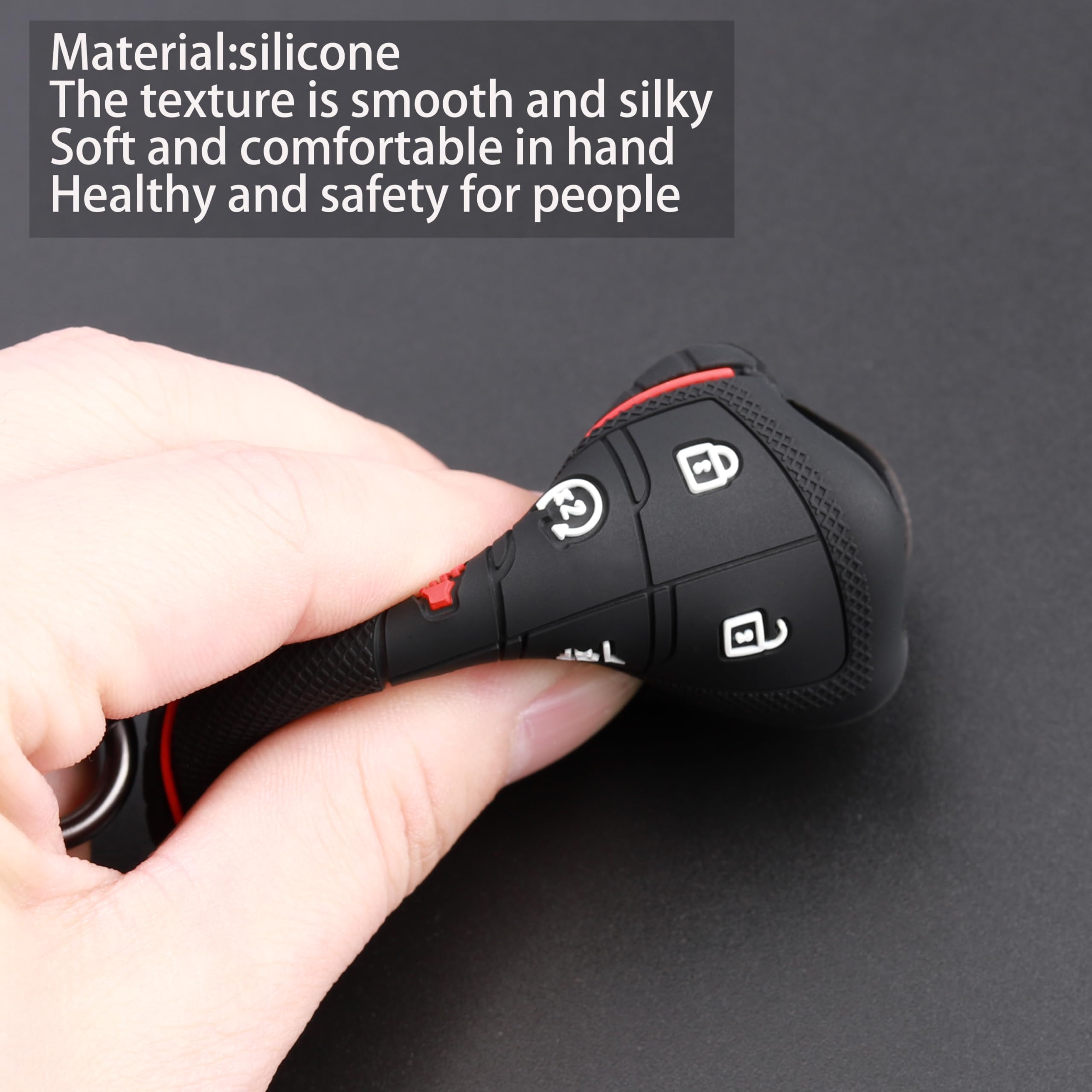 Tandrive Key Fob Cover For 2025 2024-2021 Chevy Tahoe Suburban Gmc Yukon, 6 Button, Silicone, 2-Pack, Black